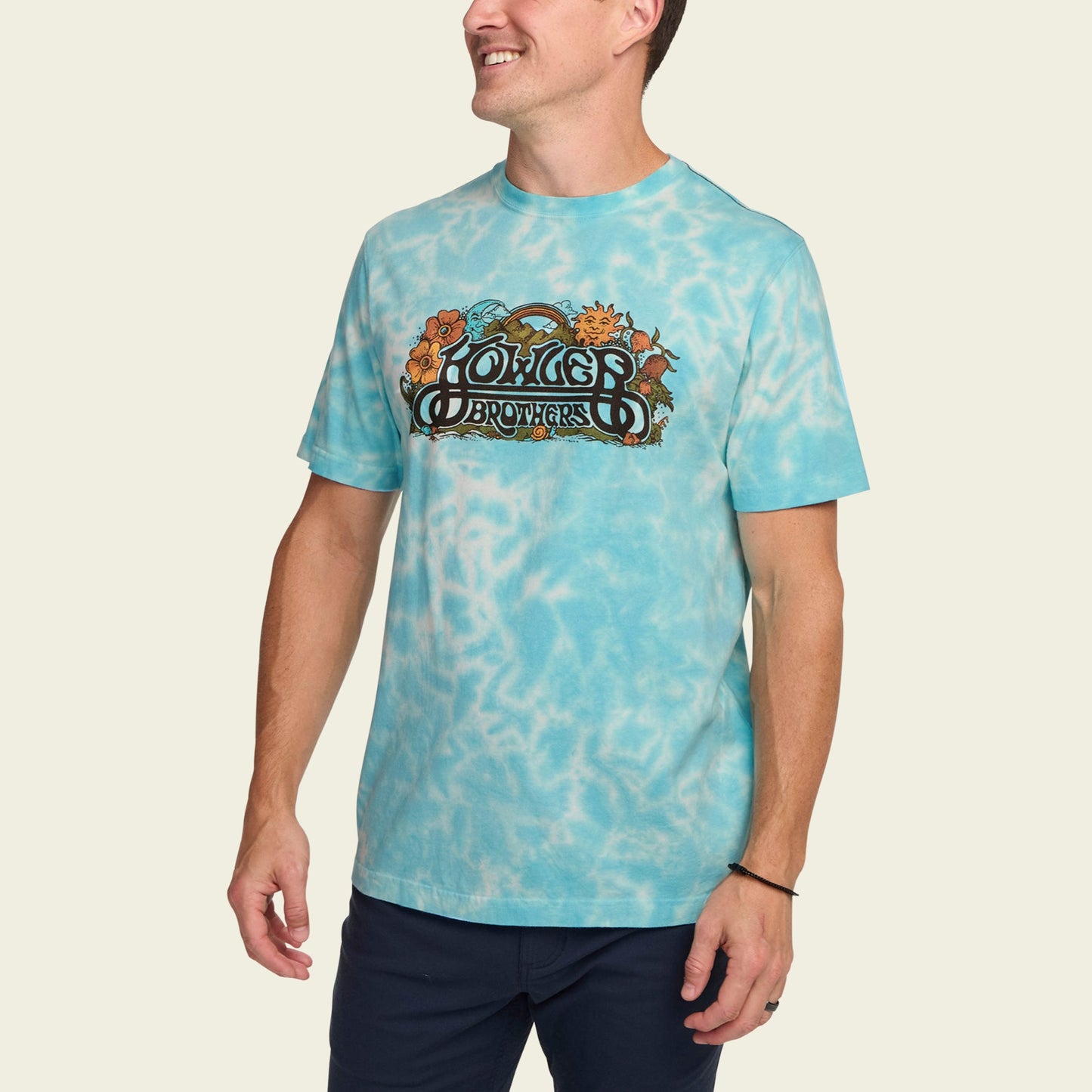 Verdant Valley Cotton T-Shirt - Sky Dye