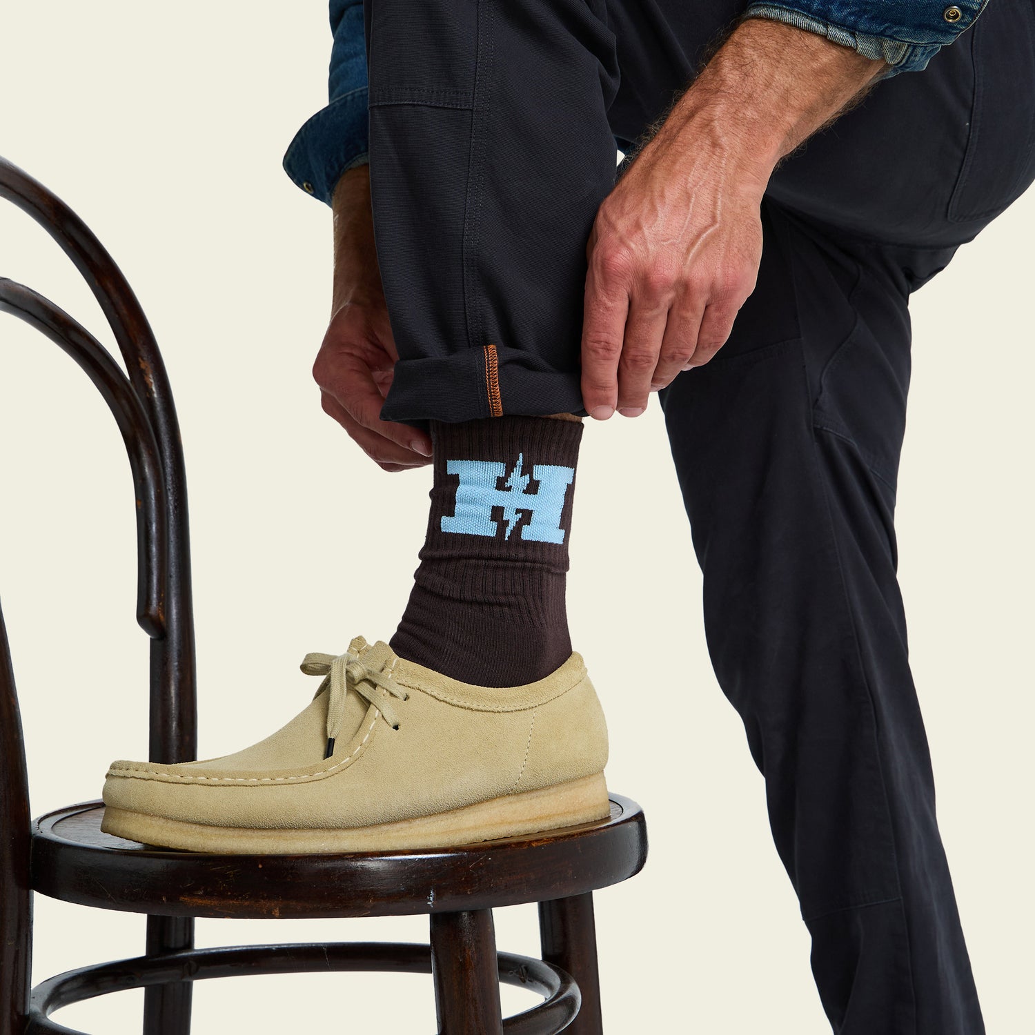 H-Bolt Socks - Brown / Light Blue - View 2