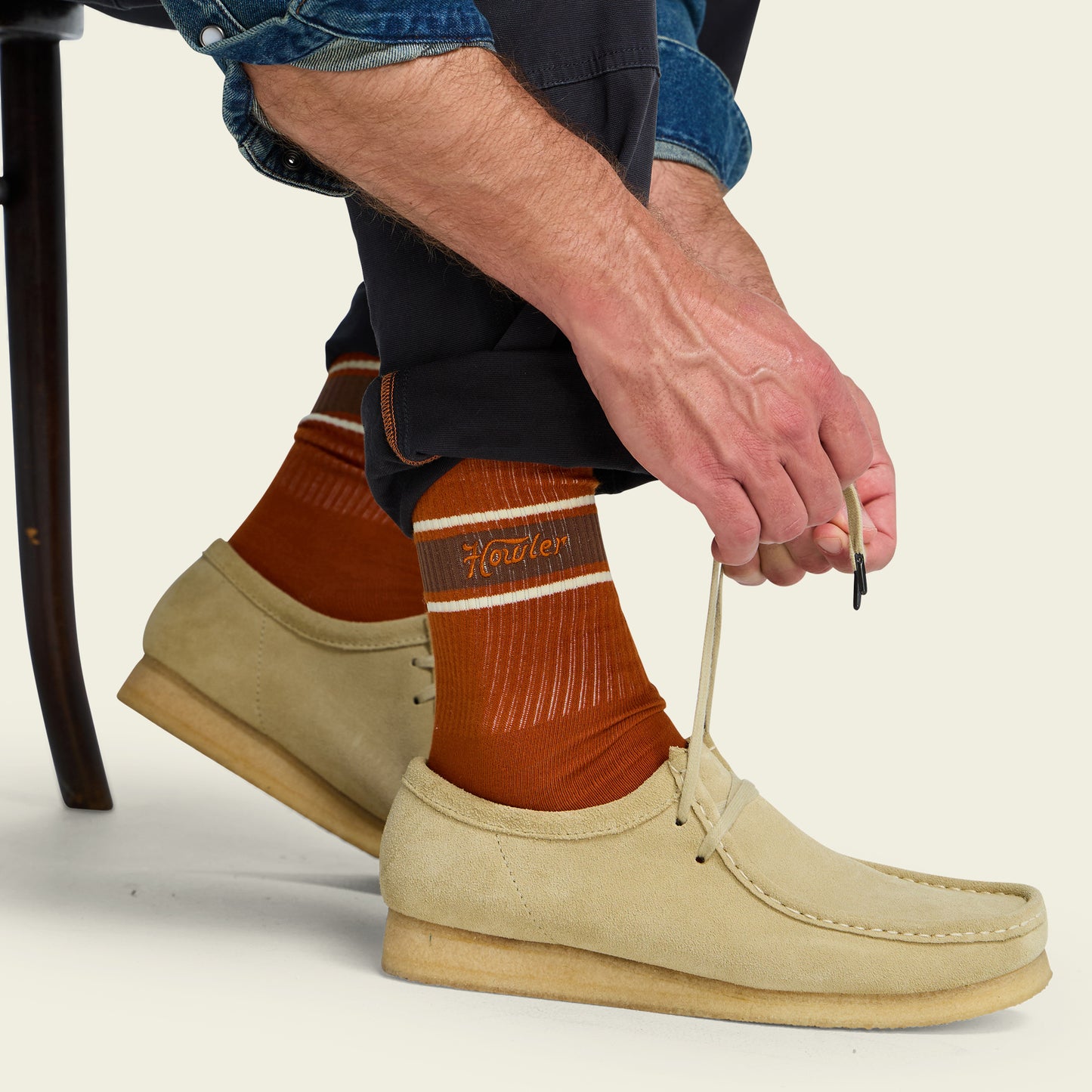 Howler Script Socks - Burnt Orange / Brown - View 2