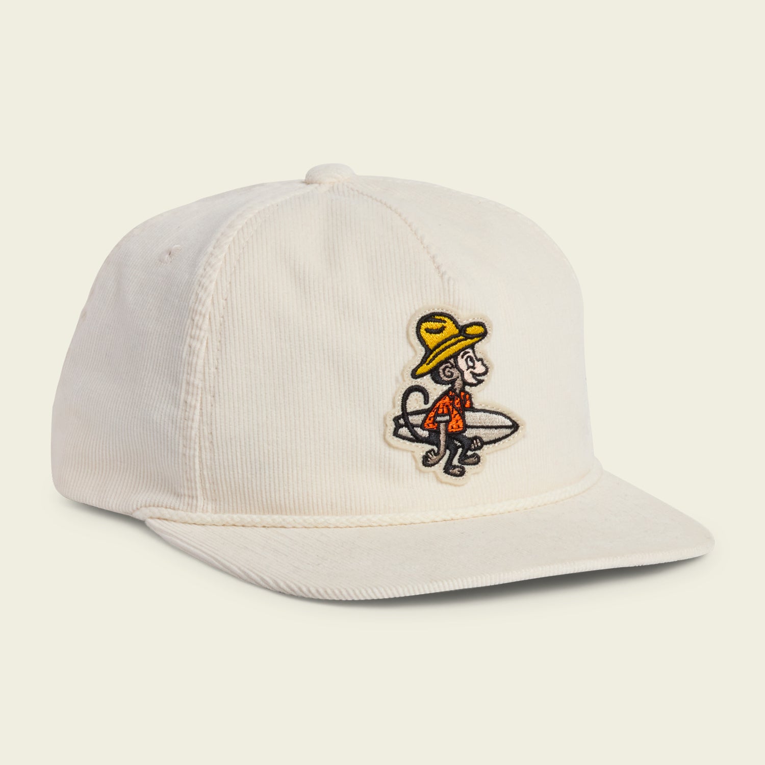 El Monito Surfs Snapback - Off White Corduroy - View 1