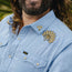 Crosscut Deluxe Snapshirt - Fanned Flora : Faded Blue Oxford