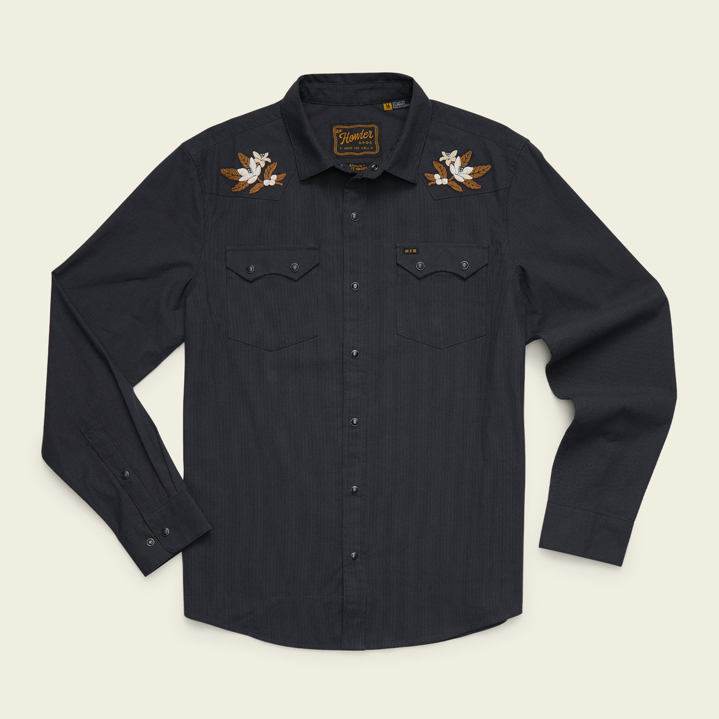 Crosscut Deluxe Snapshirt - Orange Blossoms : Antique Black - View 1
