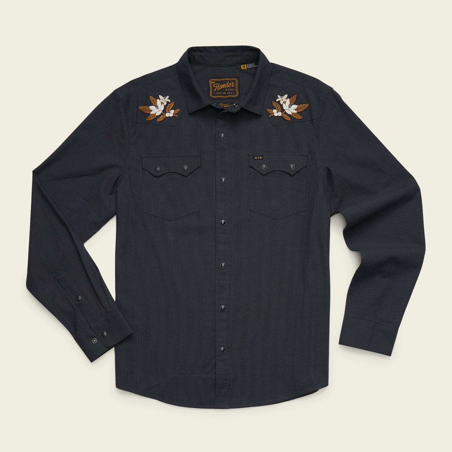 Crosscut Deluxe Snapshirt - Orange Blossoms : Antique Black - View 1
