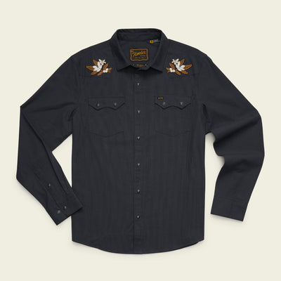 Crosscut Deluxe Snapshirt - Orange Blossoms : Antique Black