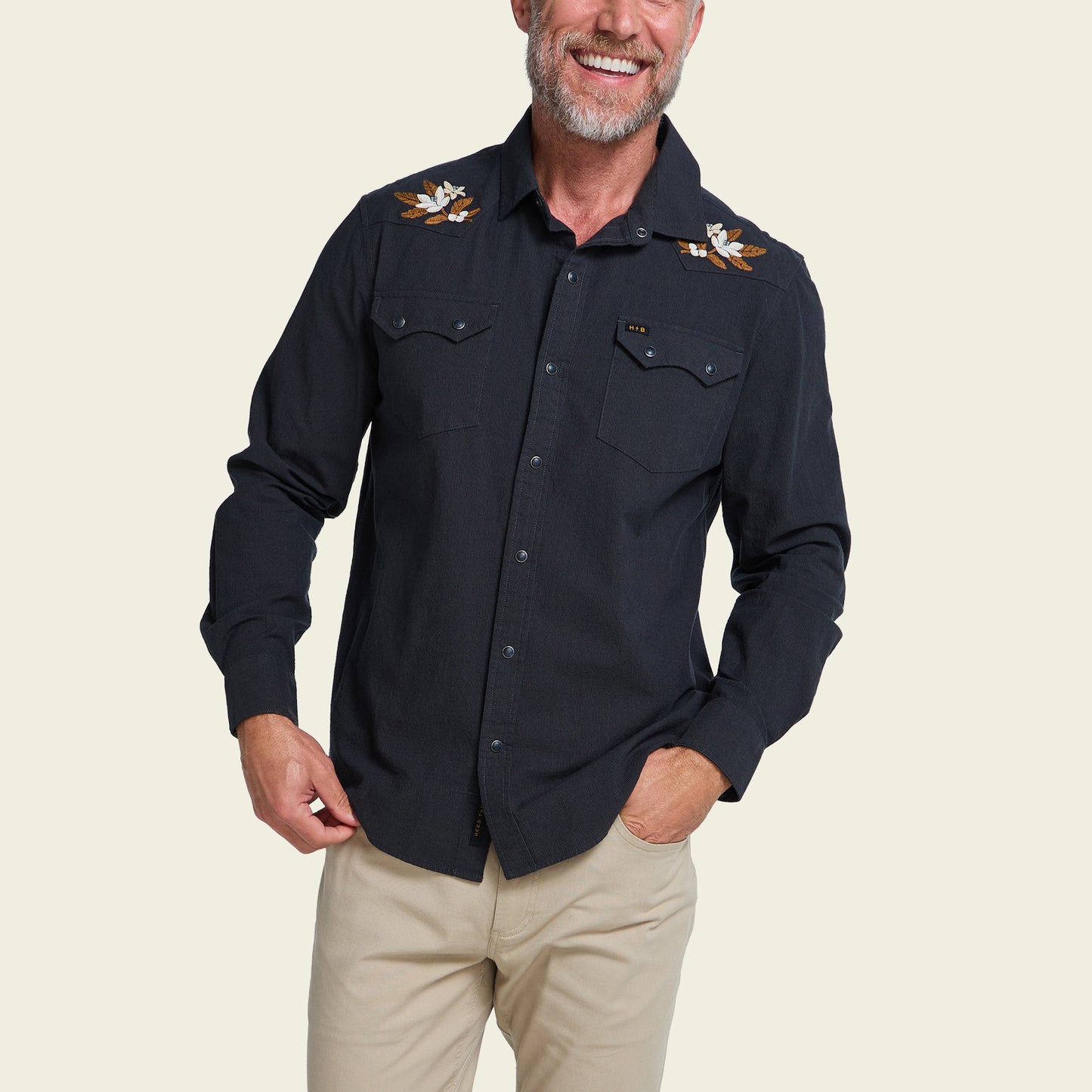 Crosscut Deluxe Snapshirt - Orange Blossoms : Antique Black - View 6