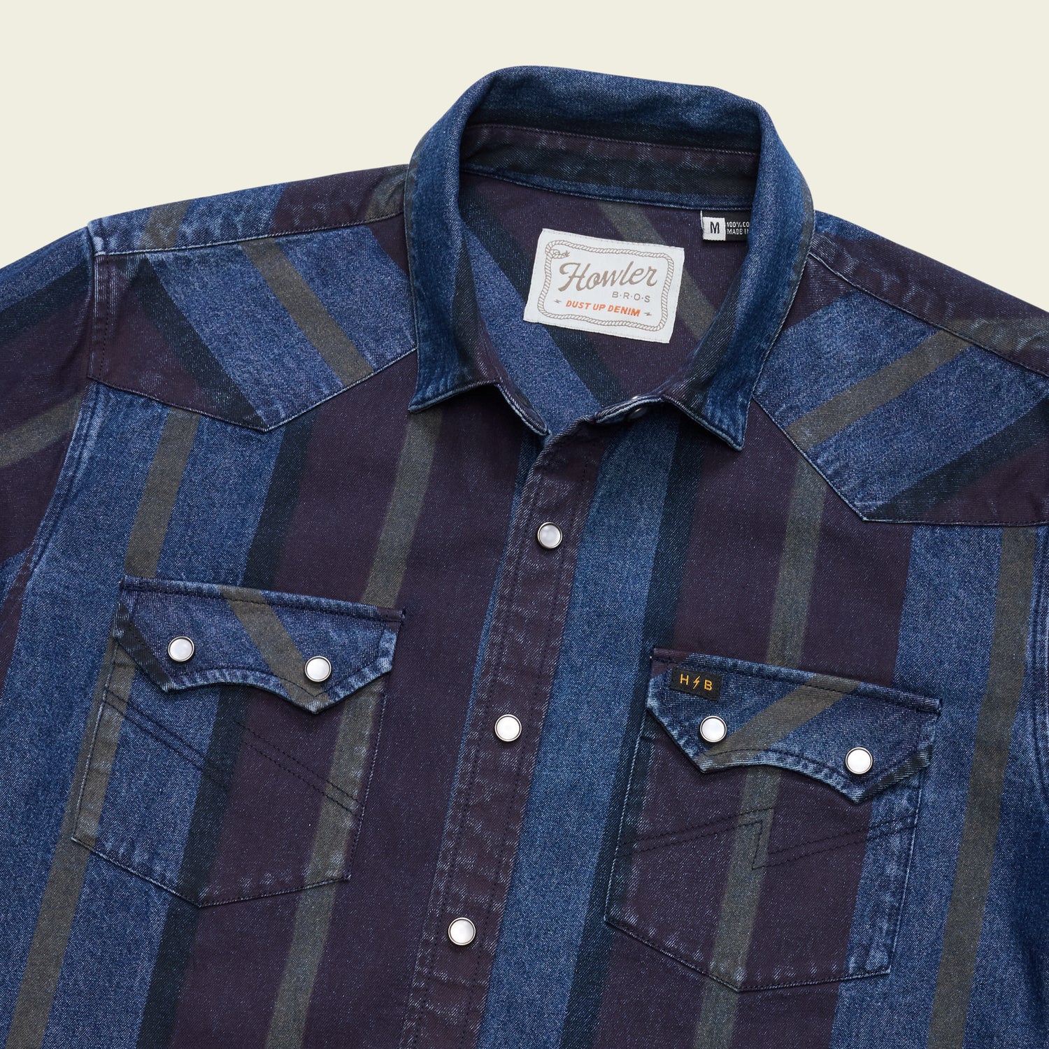 Dust Up Denim Snapshirt - Driver Stripe : Eggplant - View 3