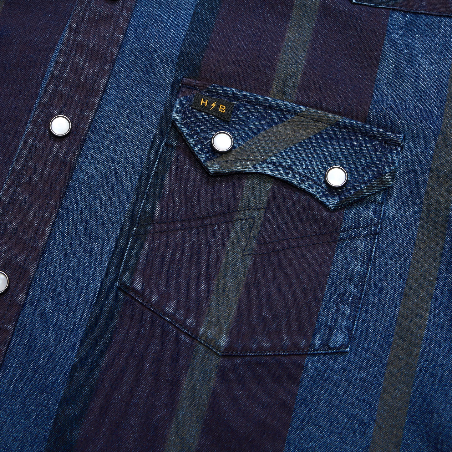 Dust Up Denim Snapshirt - Driver Stripe : Eggplant - View 8