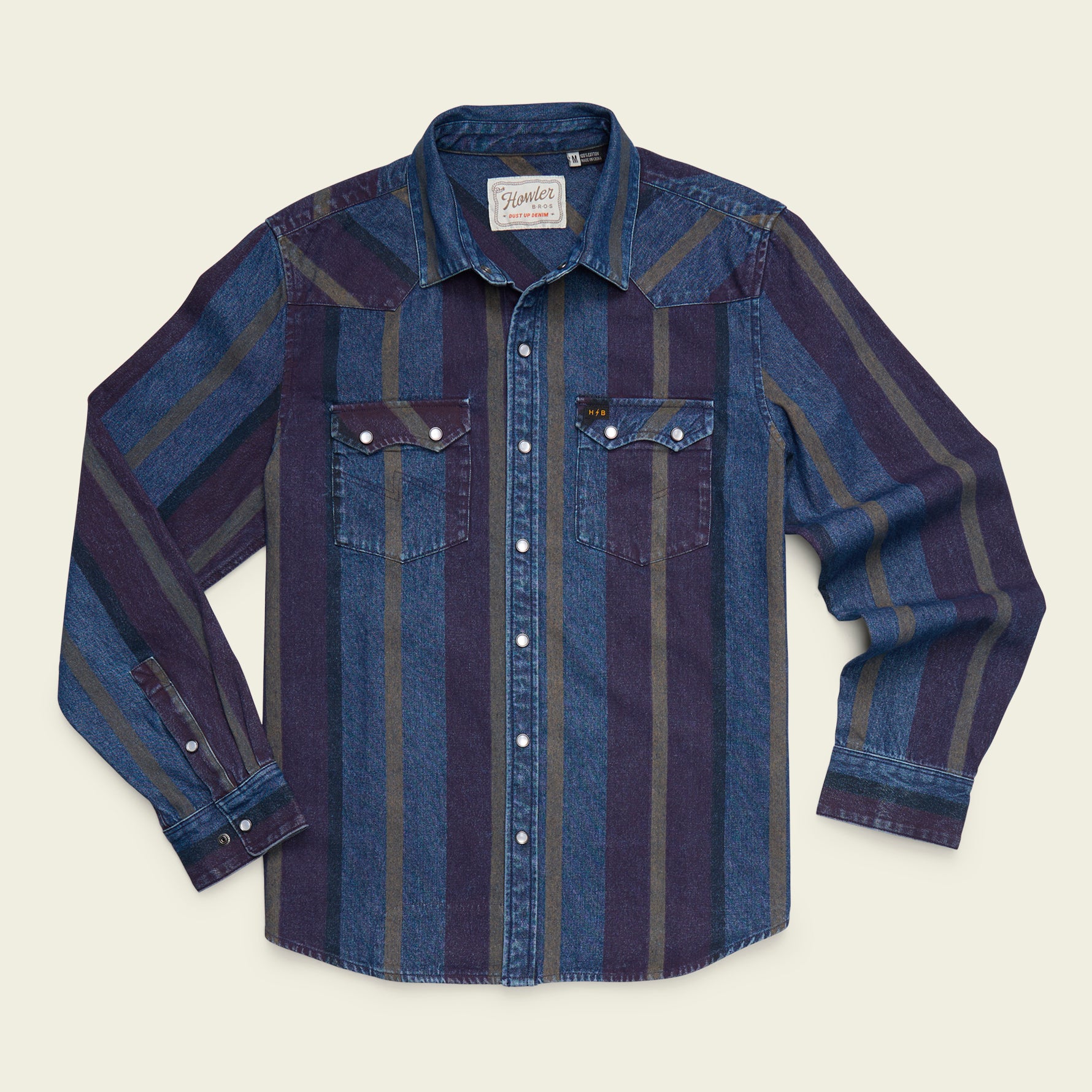 Dust Up Denim Snapshirt - Driver Stripe : Eggplant – HOWLER BROTHERS
