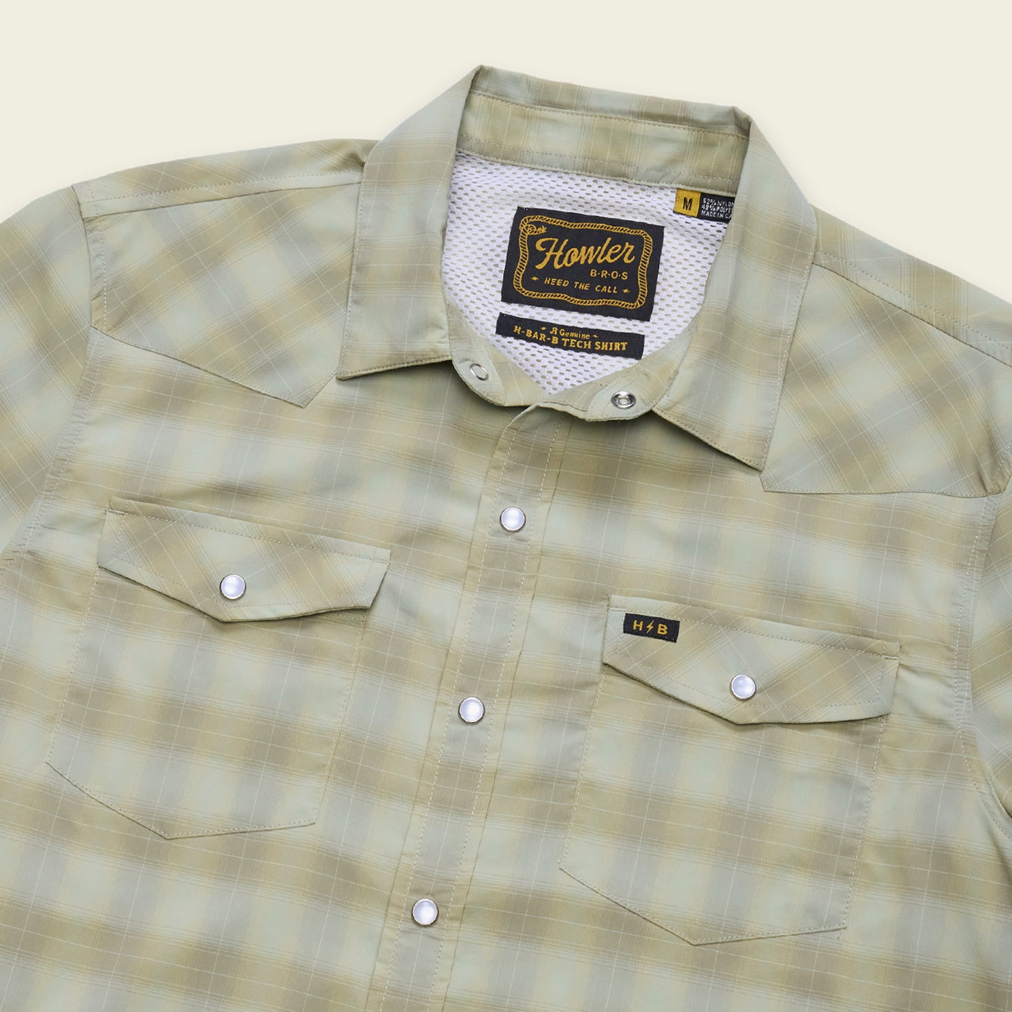 H Bar B Tech Longsleeve - Kent Plaid : Fog Green - View 3