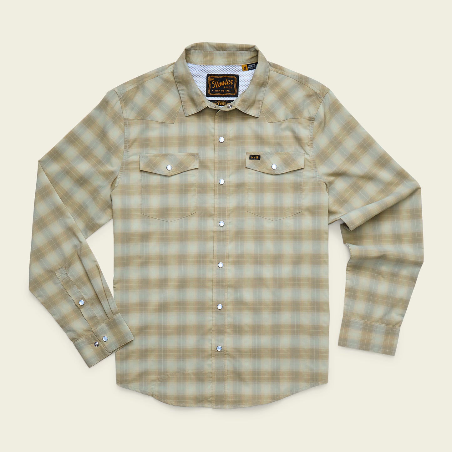 H Bar B Tech Longsleeve - Kent Plaid : Fog Green - View 1