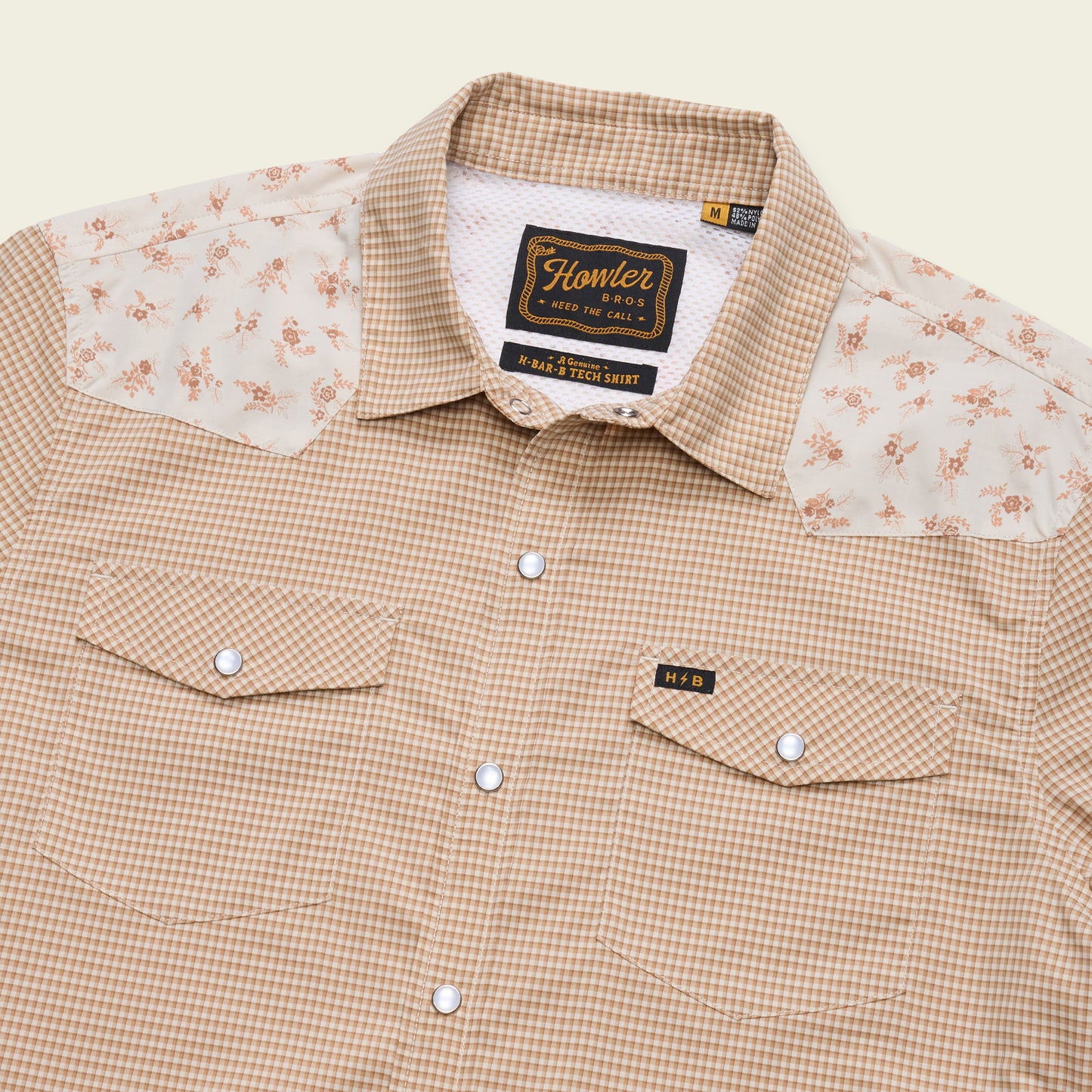 H Bar B Tech Longsleeve - Rancher Floral : Brown Rice - View 3