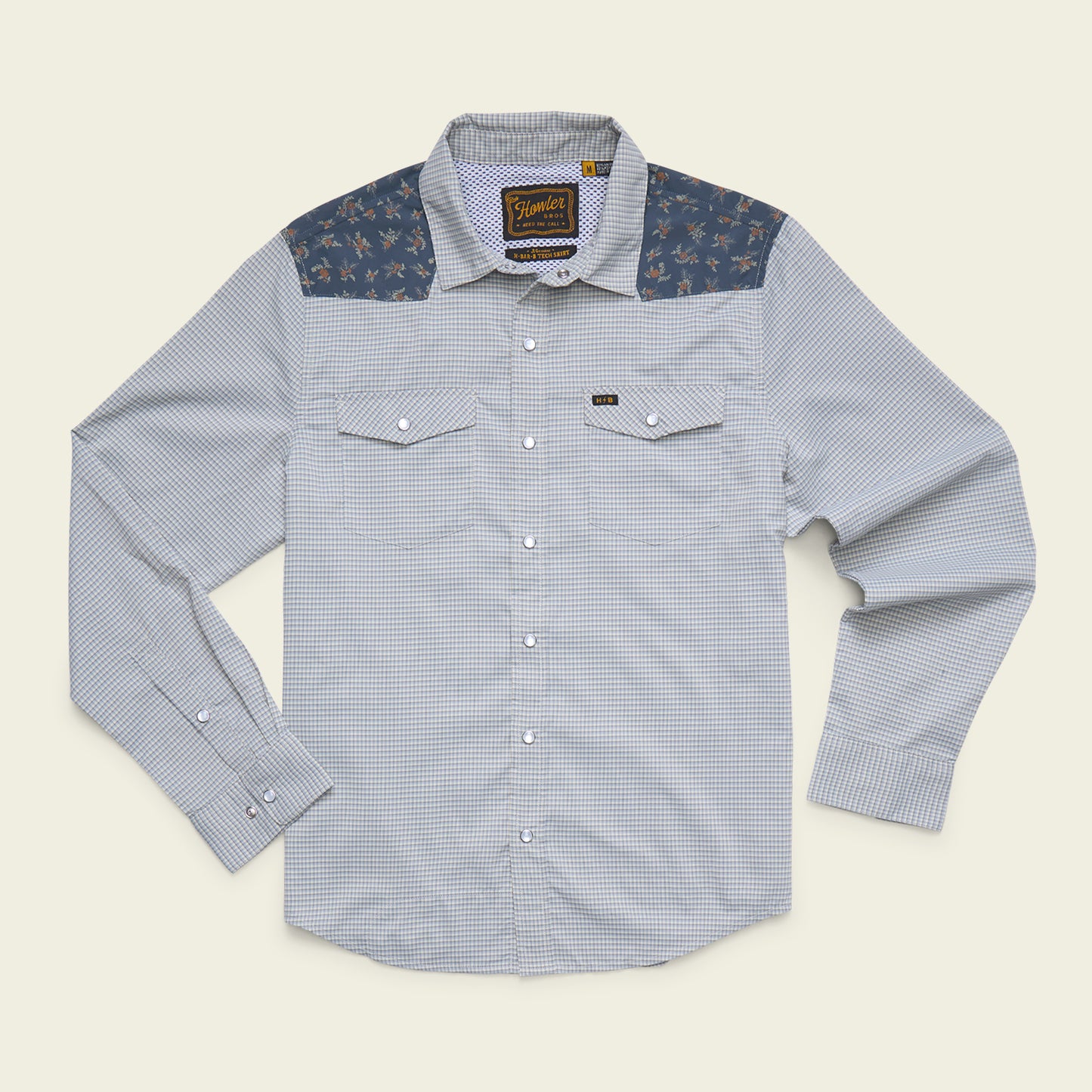 H Bar B Tech Longsleeve - Rancher Floral : Smoke Blue - View 1