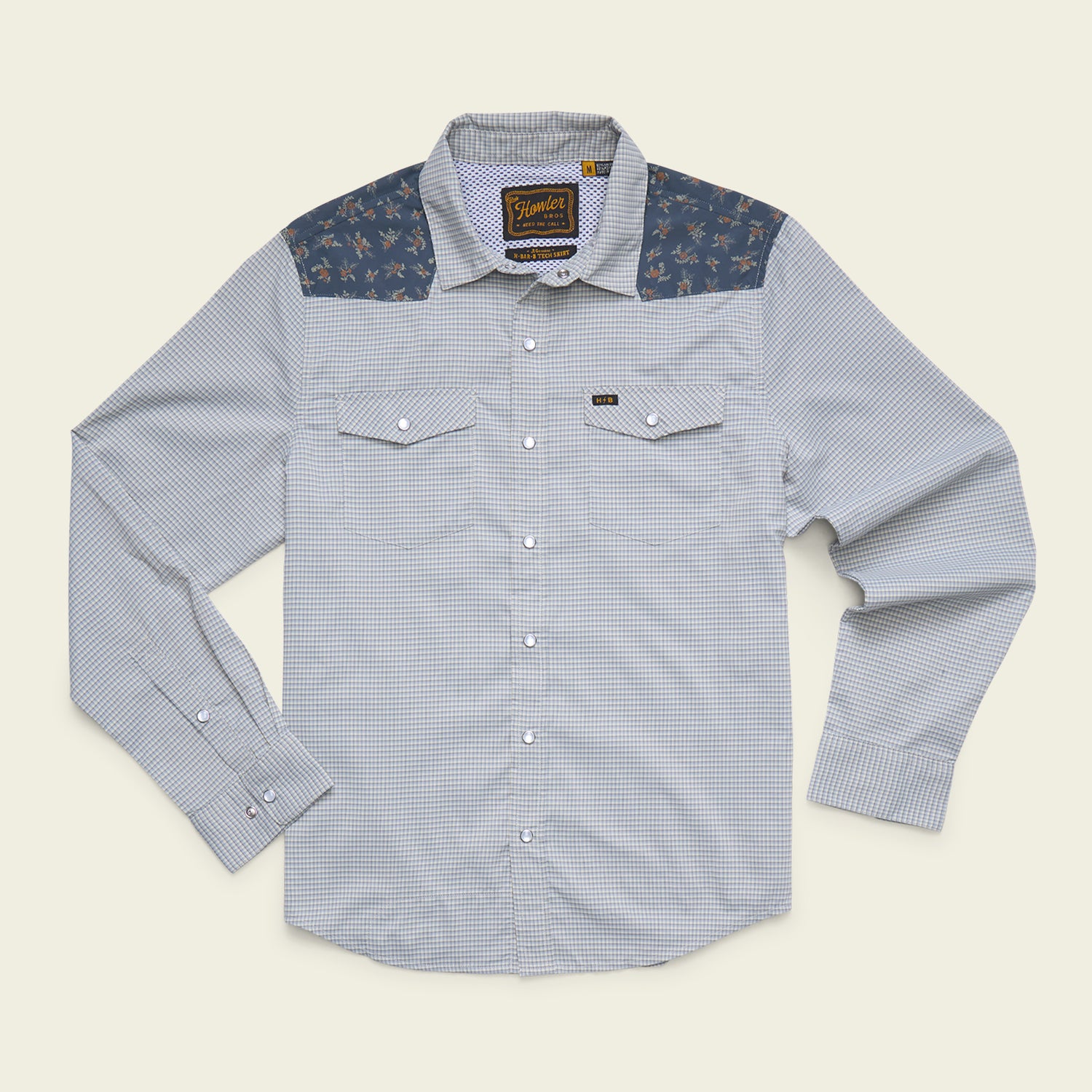 H Bar B Tech Longsleeve - Rancher Floral : Smoke Blue - View 1