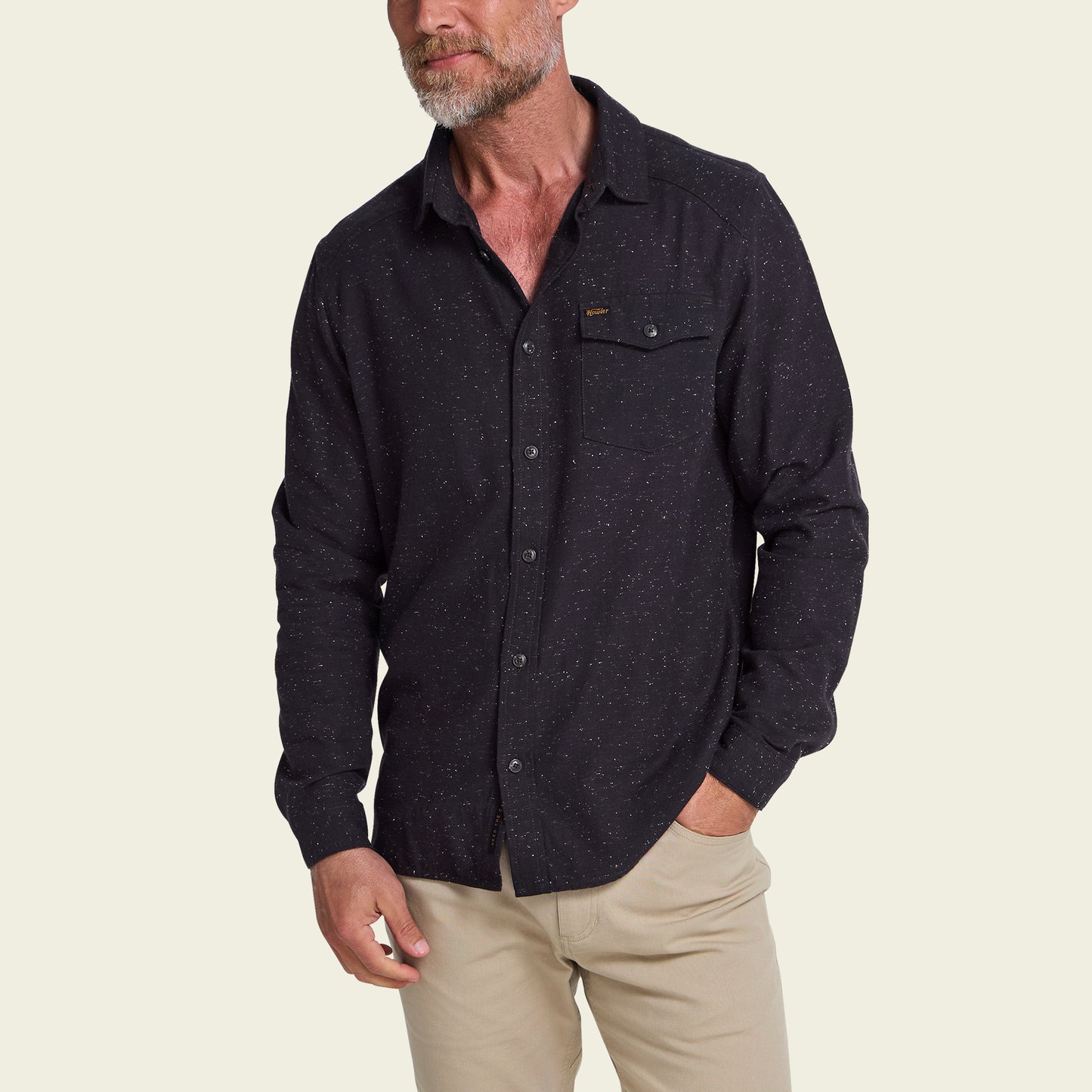 La Grange Lightweight Flannel - Speckled : Antique Black - View 4
