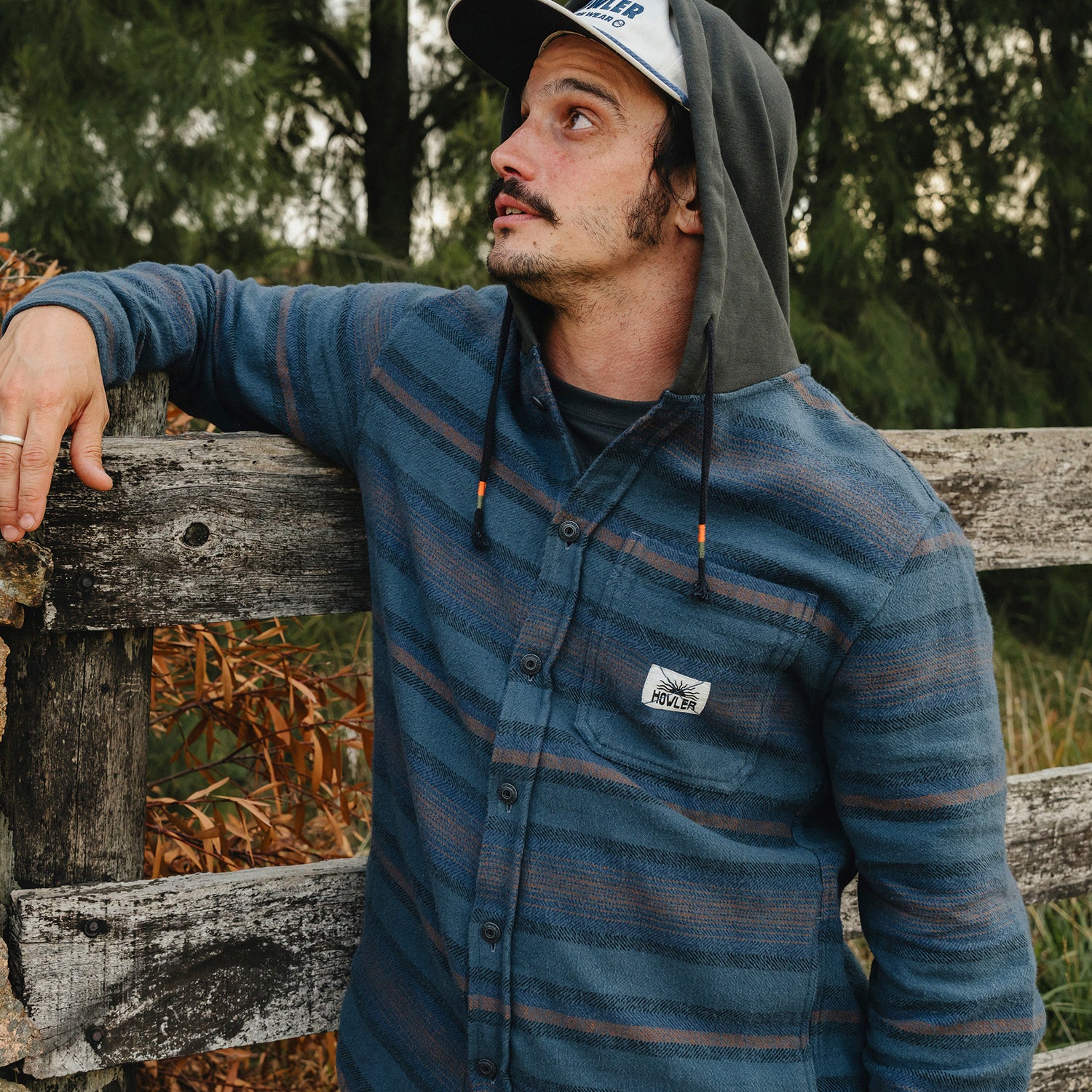 Salvo Hooded Blanket Flannel - Pathway Stripe : Dusk - View 2