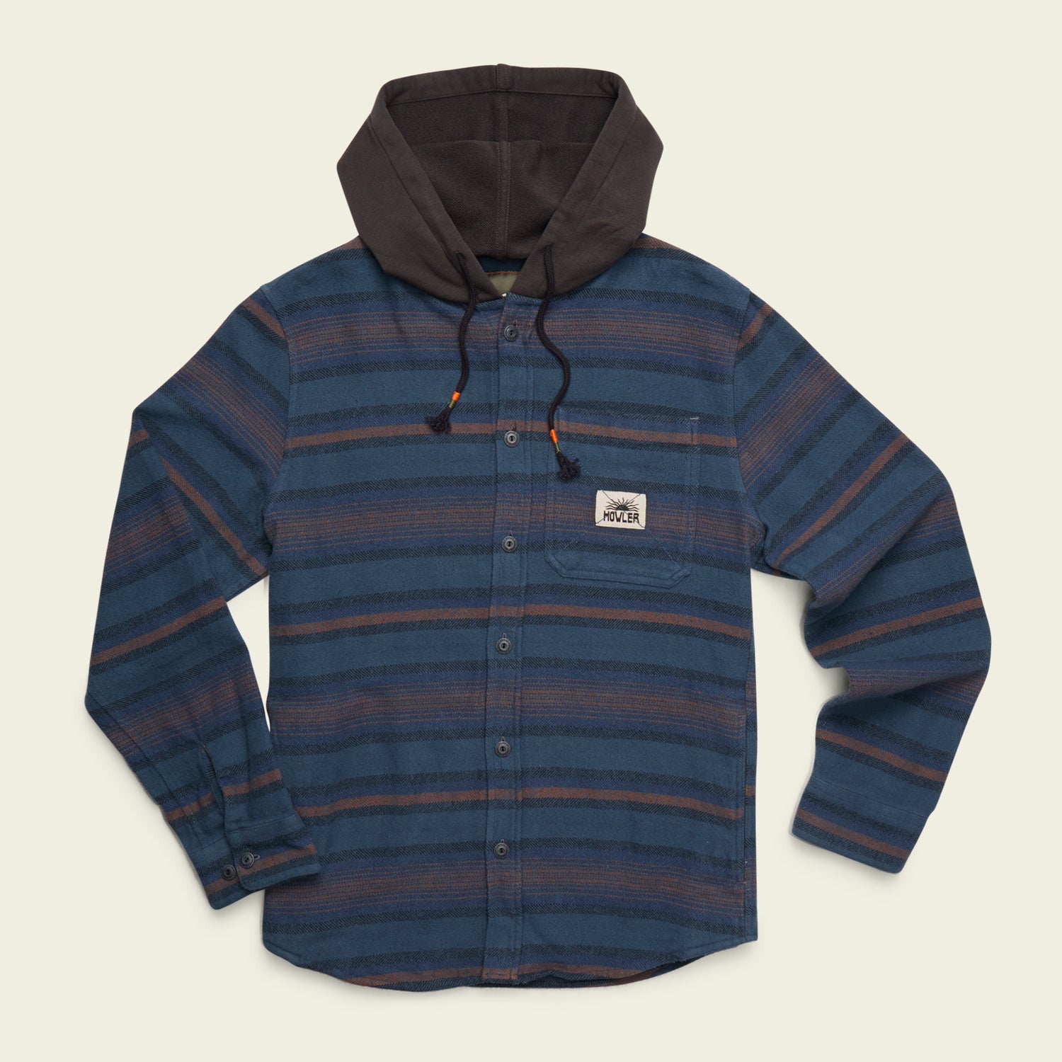 Salvo Hooded Blanket Flannel - Pathway Stripe : Dusk - View 1
