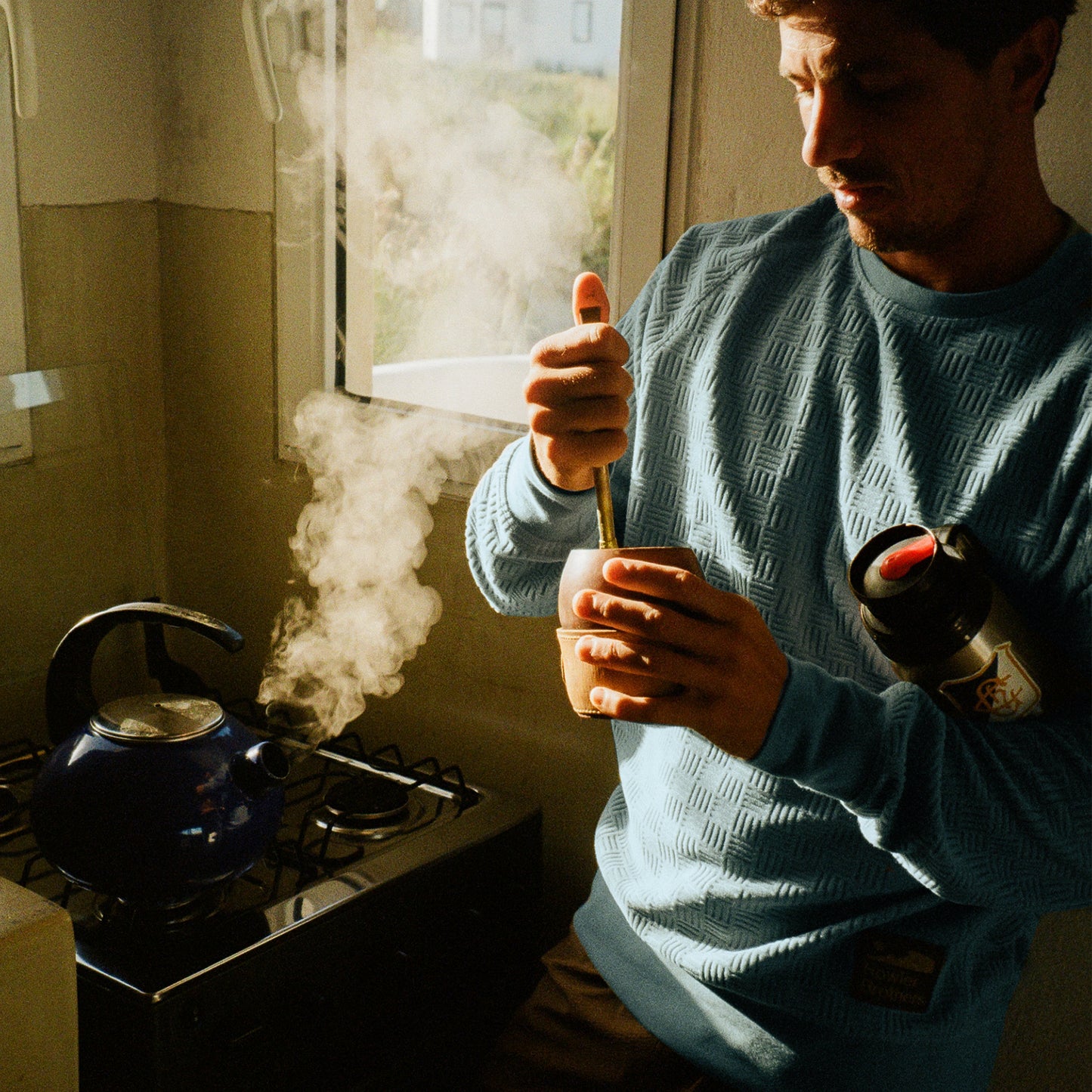 Eleos Fleece Crewneck - Grids : Iron Blue - View 2