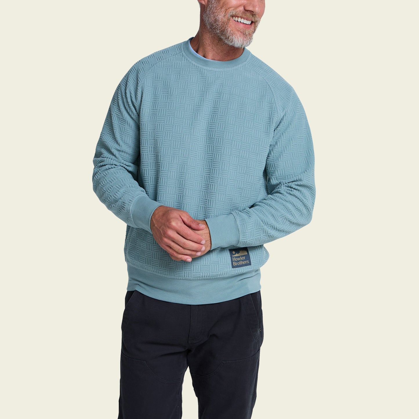 Eleos Fleece Crewneck - Grids : Iron Blue - View 4