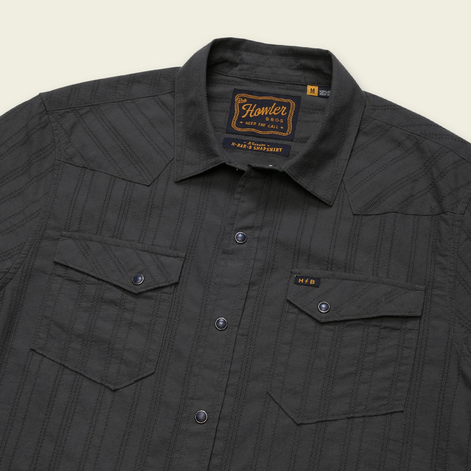 H Bar B Snapshirt - Eyelet Stripe : Antique Black - View 3