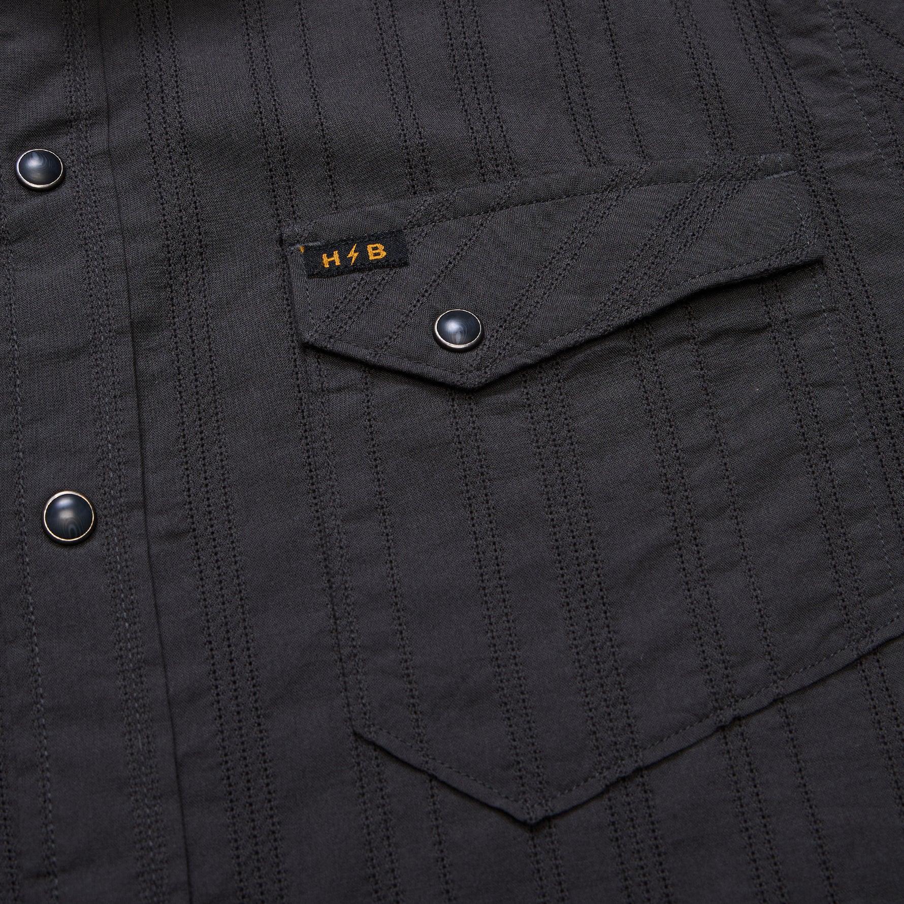 H Bar B Snapshirt - Eyelet Stripe : Antique Black – HOWLER BROTHERS
