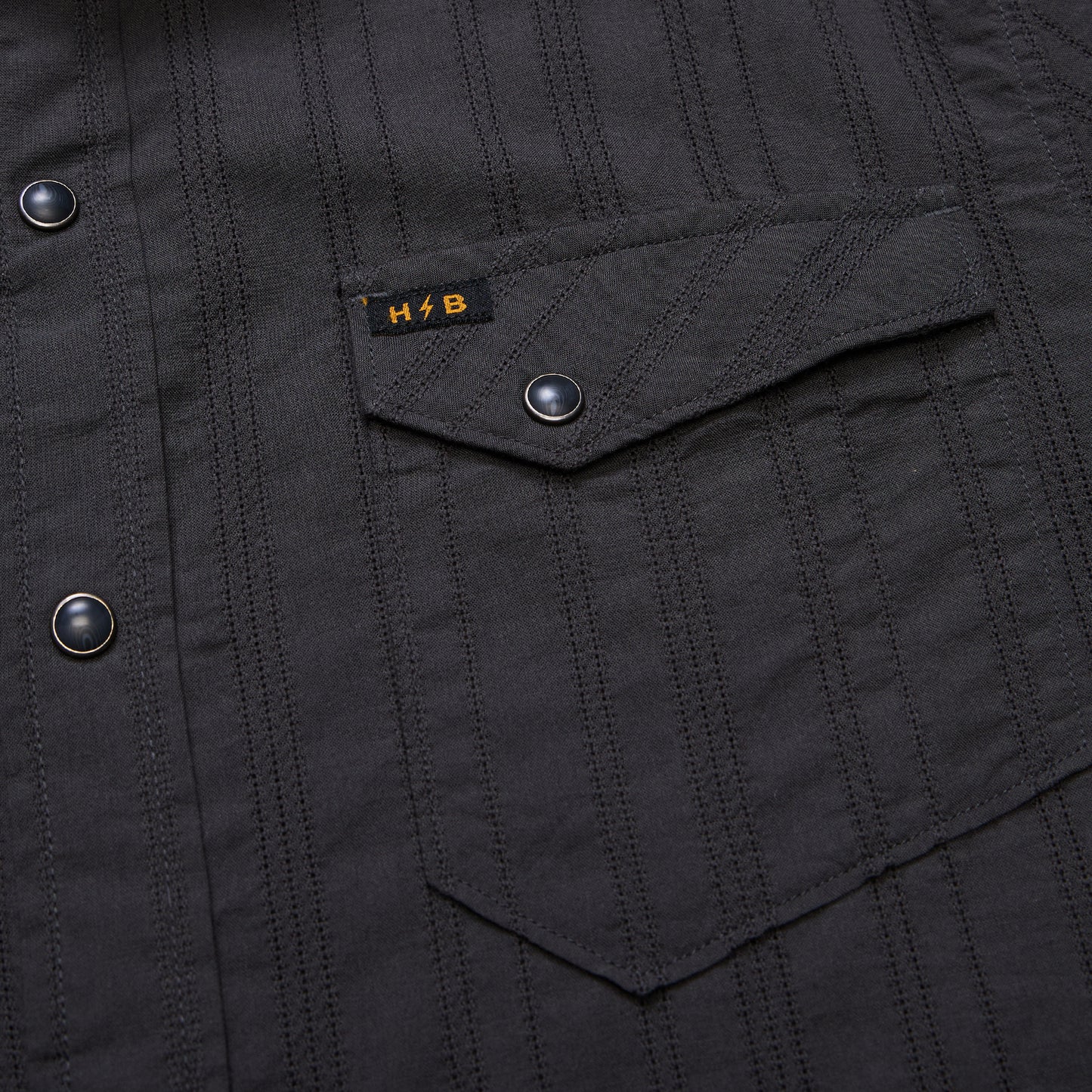 H Bar B Snapshirt - Eyelet Stripe : Antique Black - View 5
