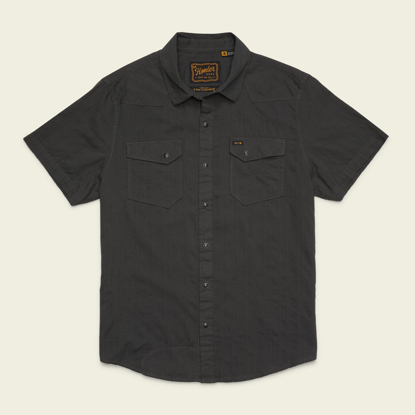 H Bar B Snapshirt - Eyelet Stripe : Antique Black - View 1