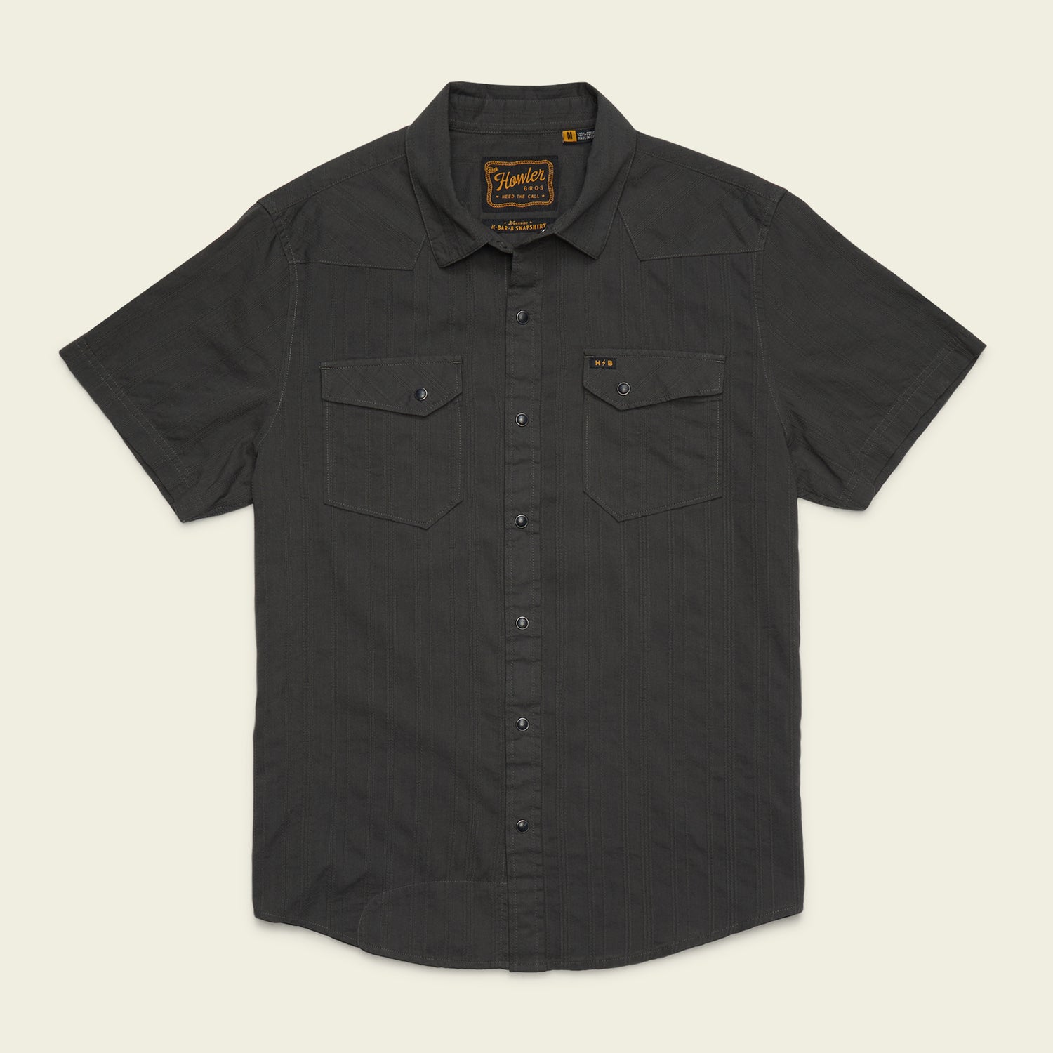 H Bar B Snapshirt - Eyelet Stripe : Antique Black - View 1