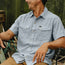 H Bar B Snapshirt - Eyelet Stripe : Sky Blue