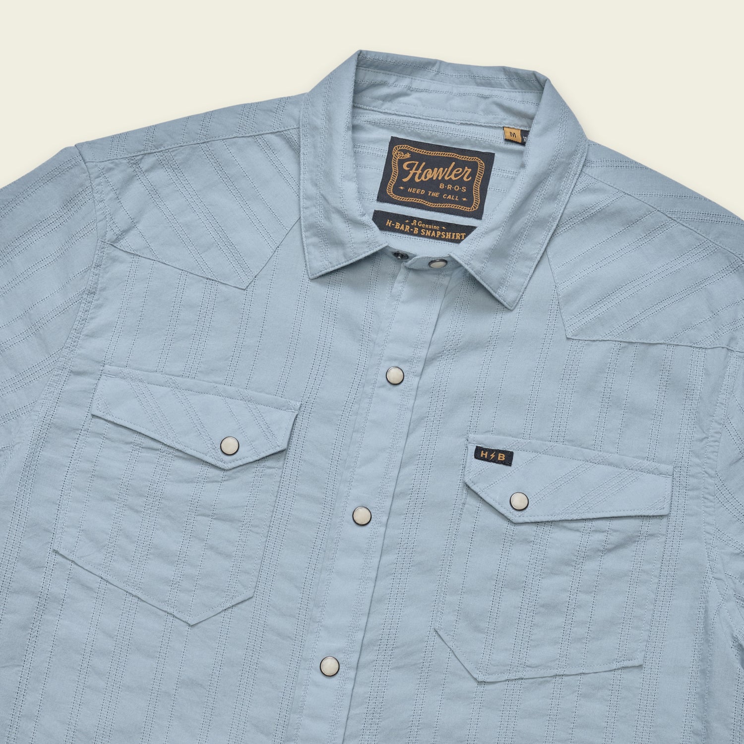 H Bar B Snapshirt - Eyelet Stripe : Sky Blue - View 3
