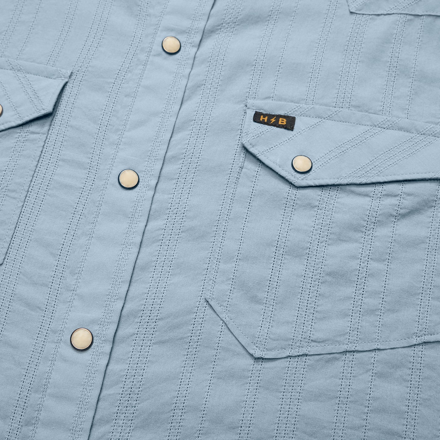 H Bar B Snapshirt - Eyelet Stripe : Sky Blue - View 5