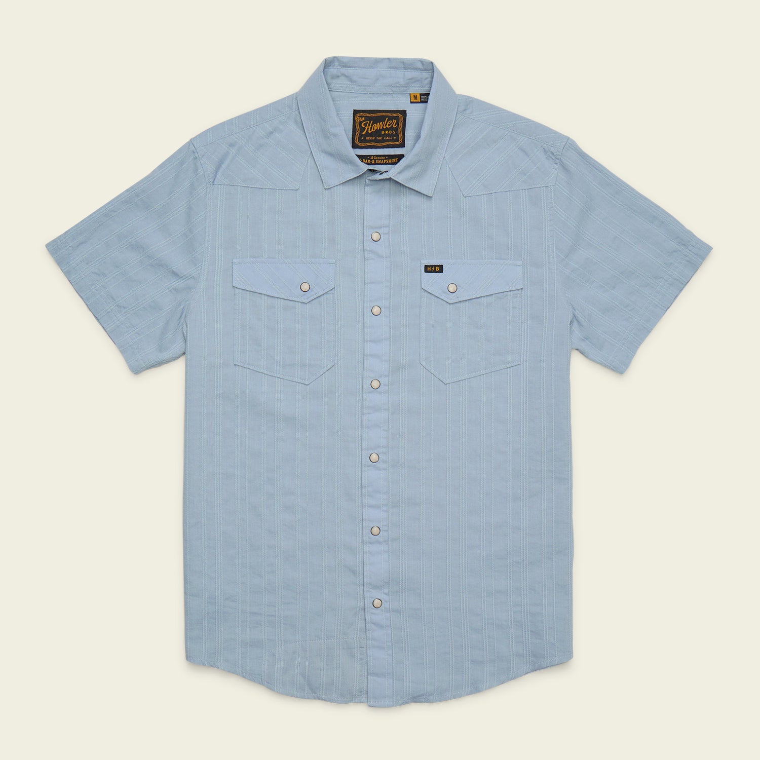 H Bar B Snapshirt - Eyelet Stripe : Sky Blue - View 1