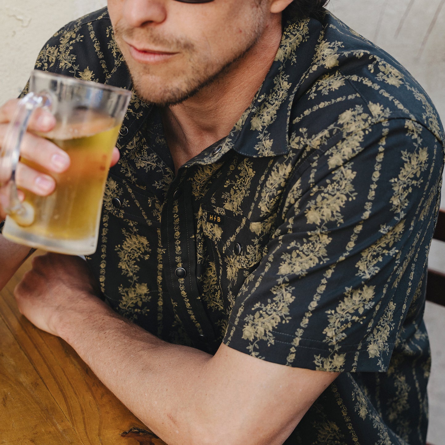 H Bar B Snapshirt - Grampa’s Curtains : Antique Black - View 7