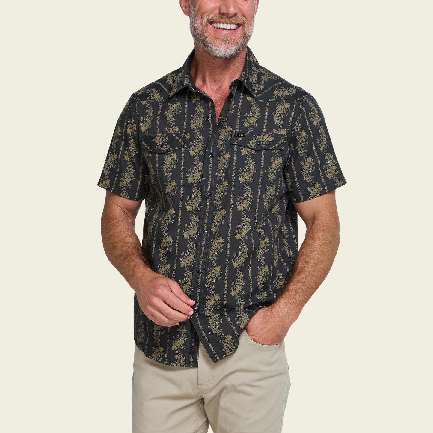 H Bar B Snapshirt - Grampa’s Curtains : Antique Black - View 4