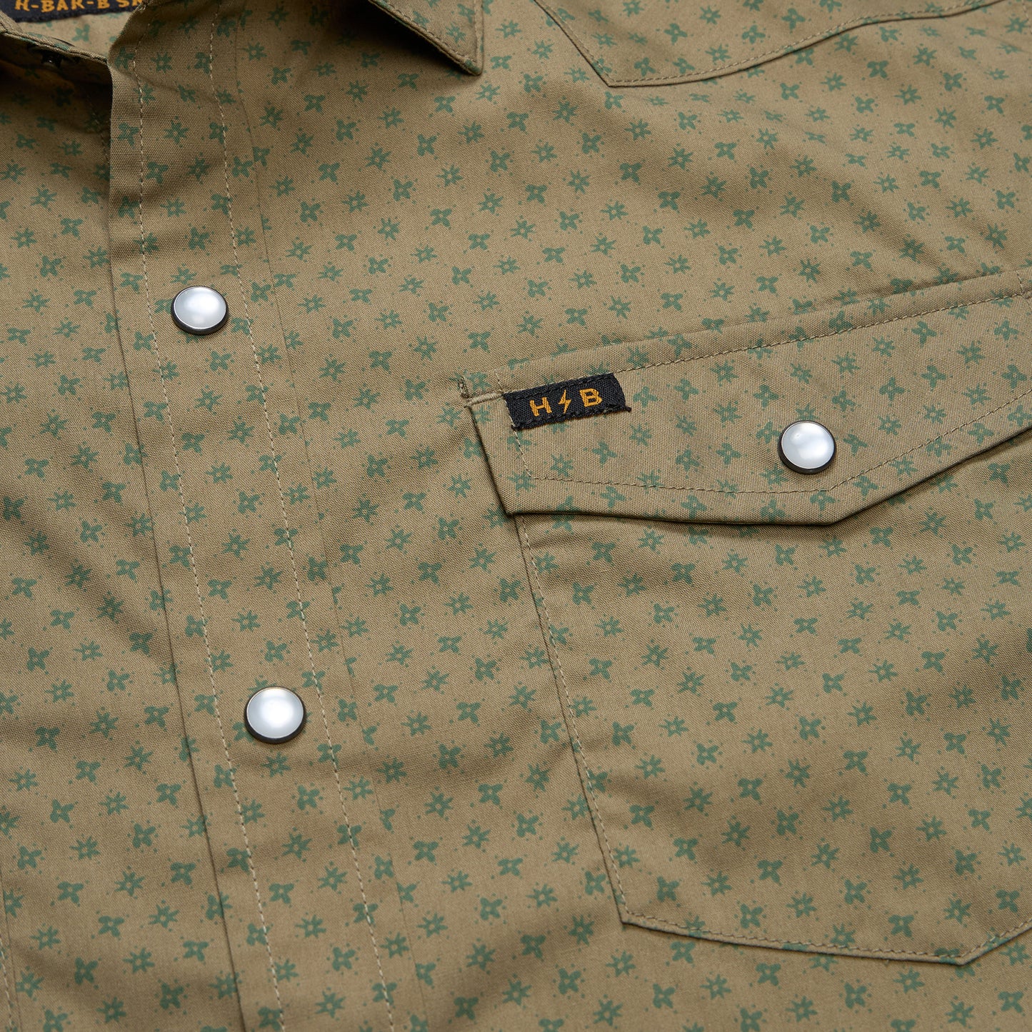 H Bar B Snapshirt - Lockhart Floral : Olive - View 6