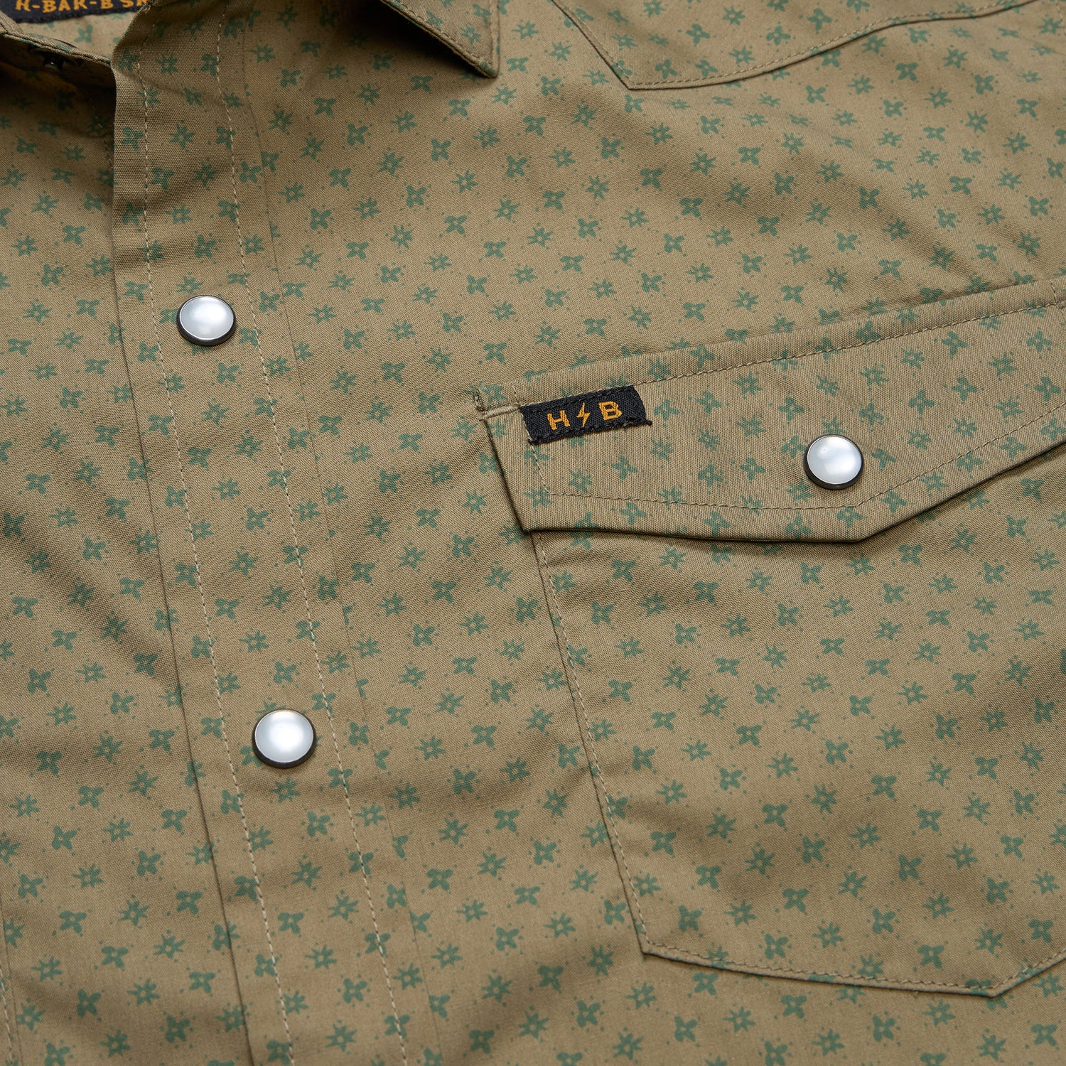 H Bar B Snapshirt - Lockhart Floral : Olive - View 6