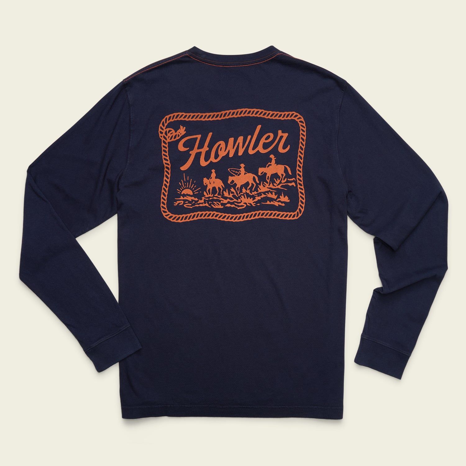 Howler Posse Cotton Longsleeve T-Shirt - Navy - View 1