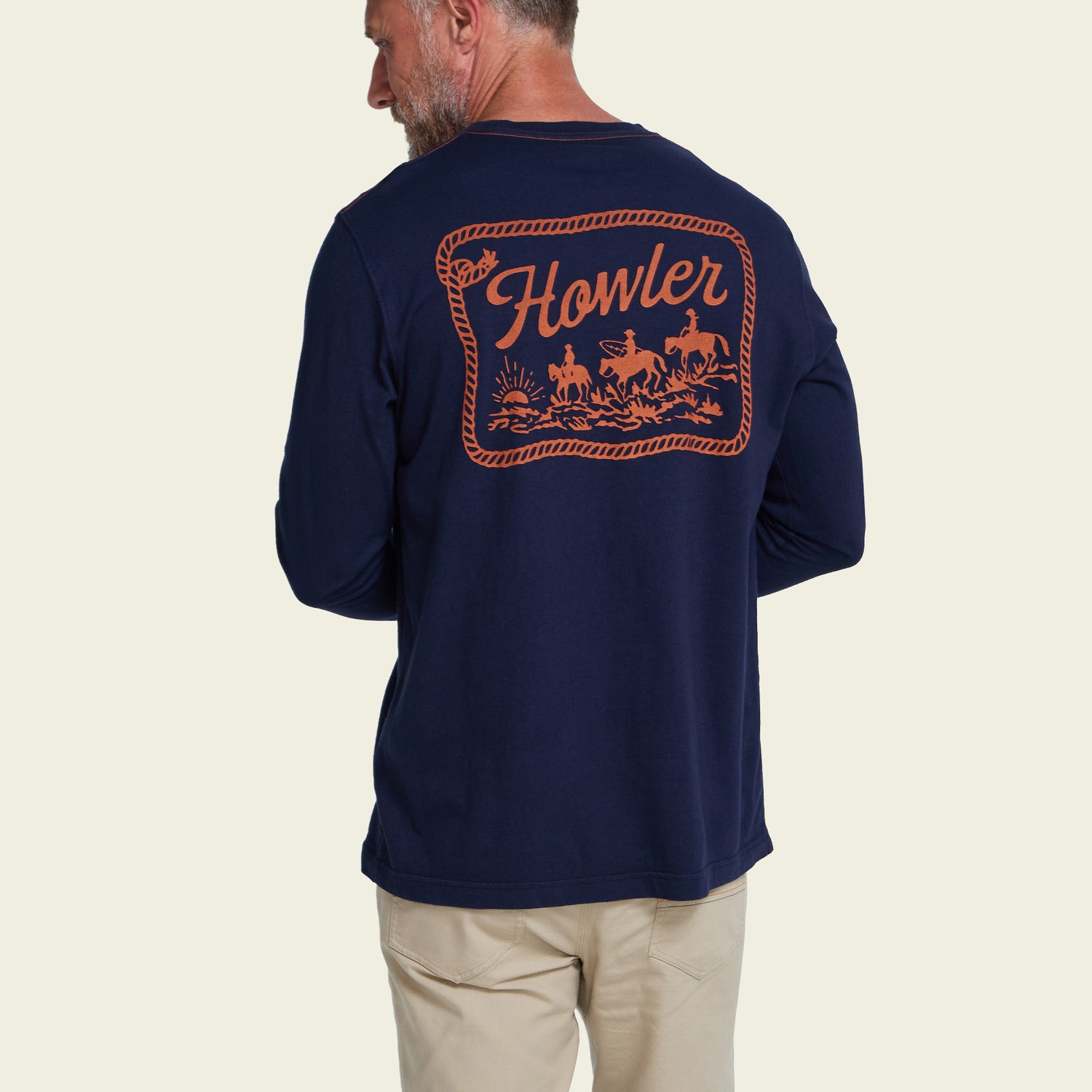 Howler Posse Cotton Longsleeve T-Shirt - Navy - View 4