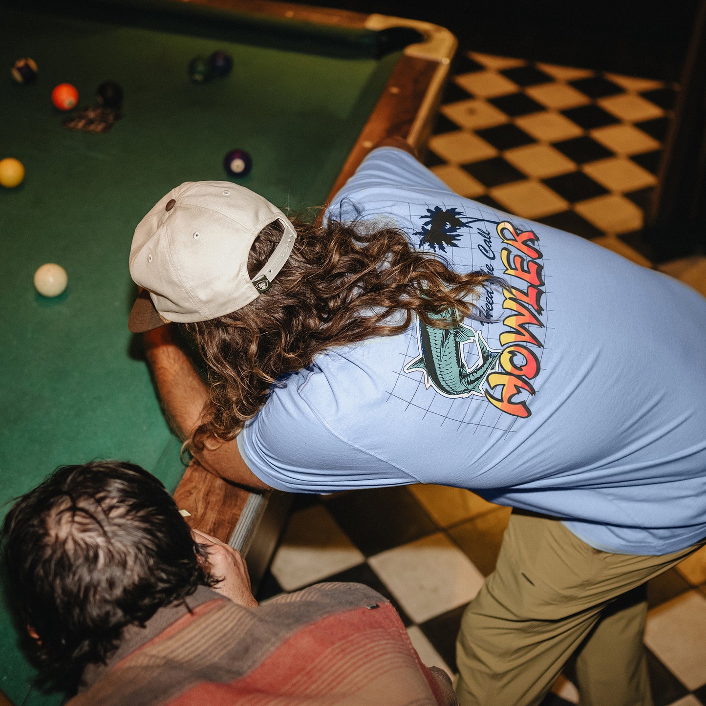 Tarpon Grid Cotton Pocket T-Shirt - Light Blue - View 2