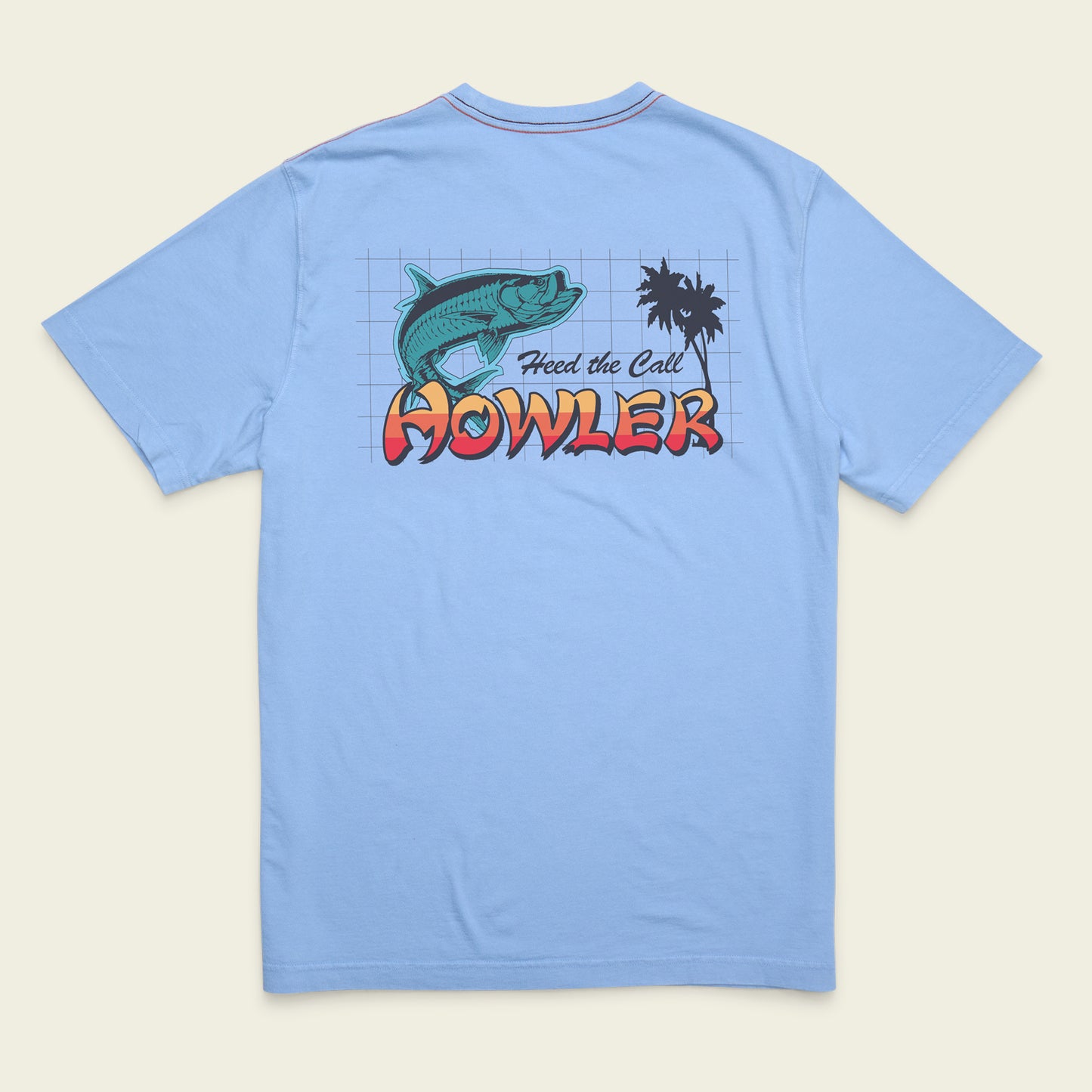 Tarpon Grid Cotton Pocket T-Shirt - Light Blue - View 1