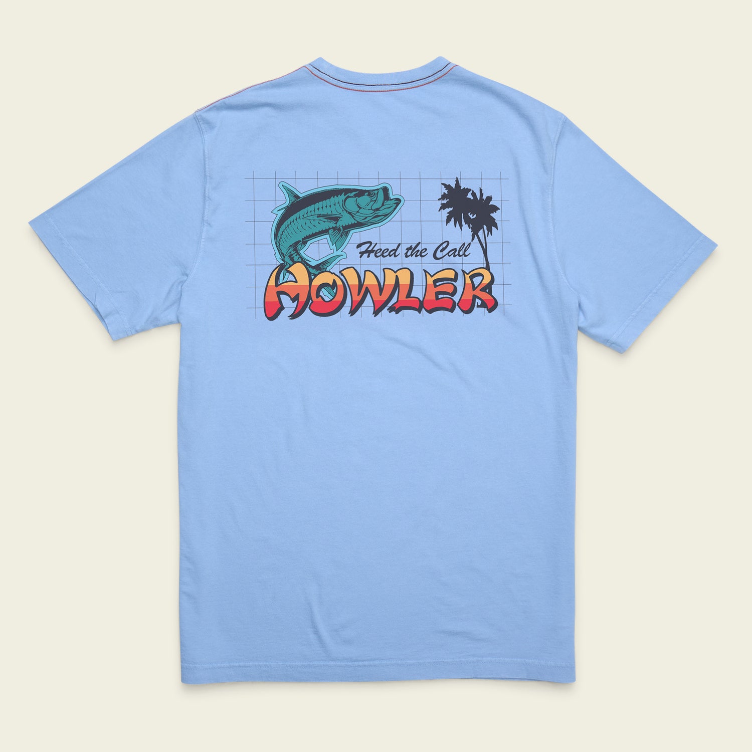 Tarpon Grid Cotton Pocket T-Shirt - Light Blue - View 1