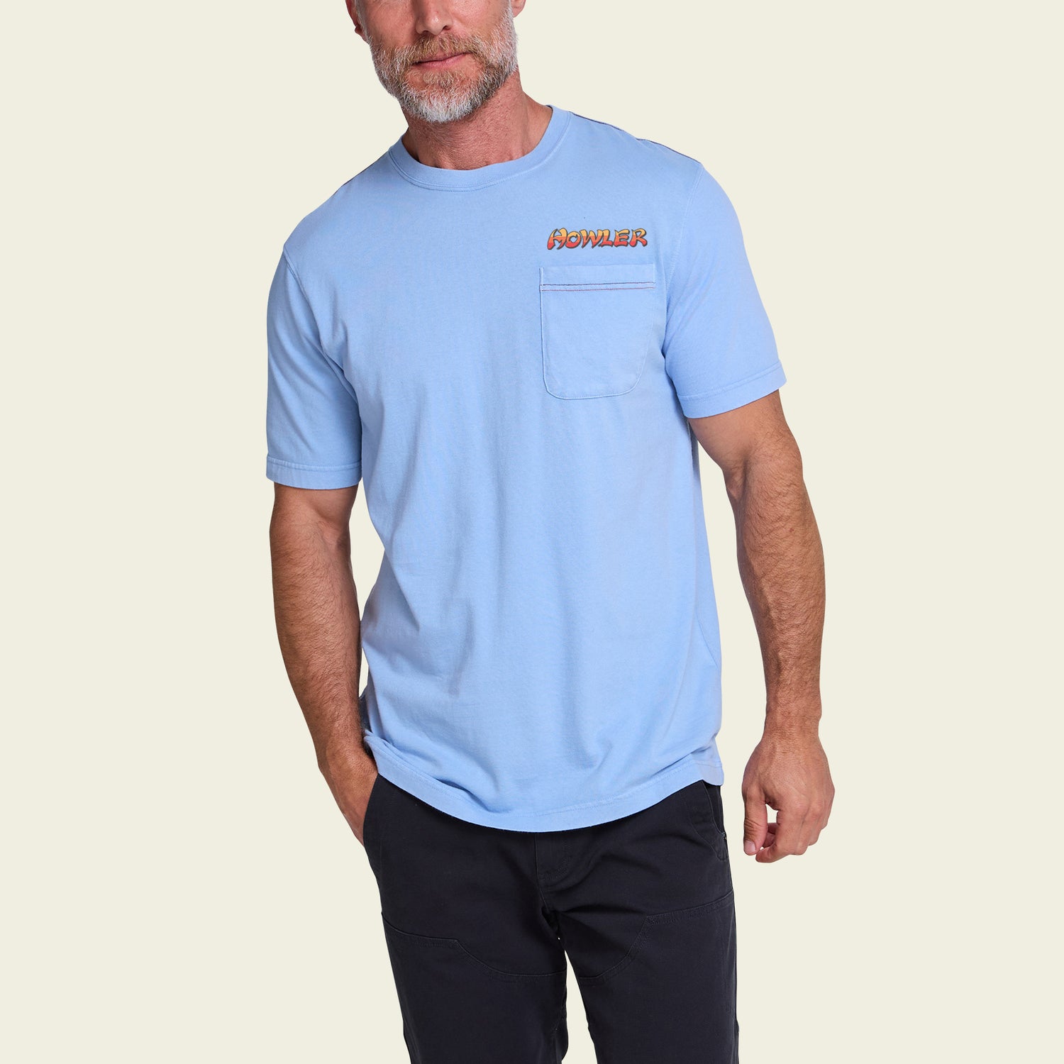 Tarpon Grid Cotton Pocket T-Shirt - Light Blue - View 4