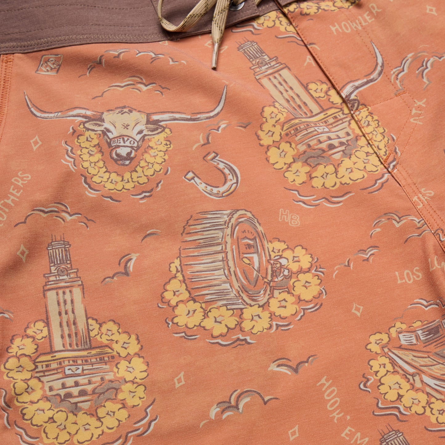 Texas Longhorns Bruja Boardshorts - Forty Acres : Burnt Orange - View 4