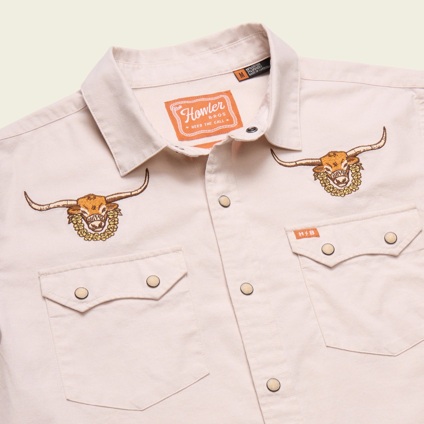 Texas Longhorns Crosscut Deluxe Shortsleeve Snapshirt - Bevos : Riverbed Oxford - View 3