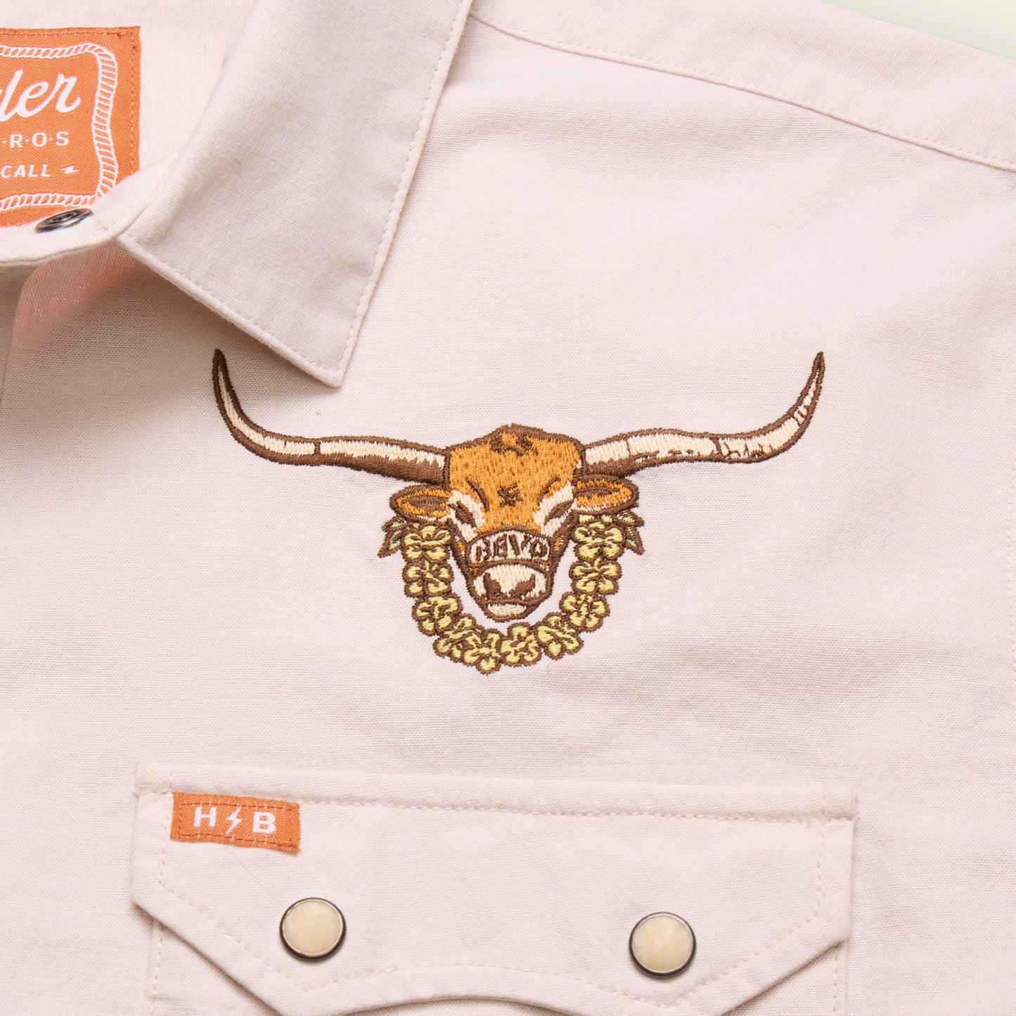 Texas Longhorns Crosscut Deluxe Shortsleeve Snapshirt - Bevos : Riverbed Oxford - View 5