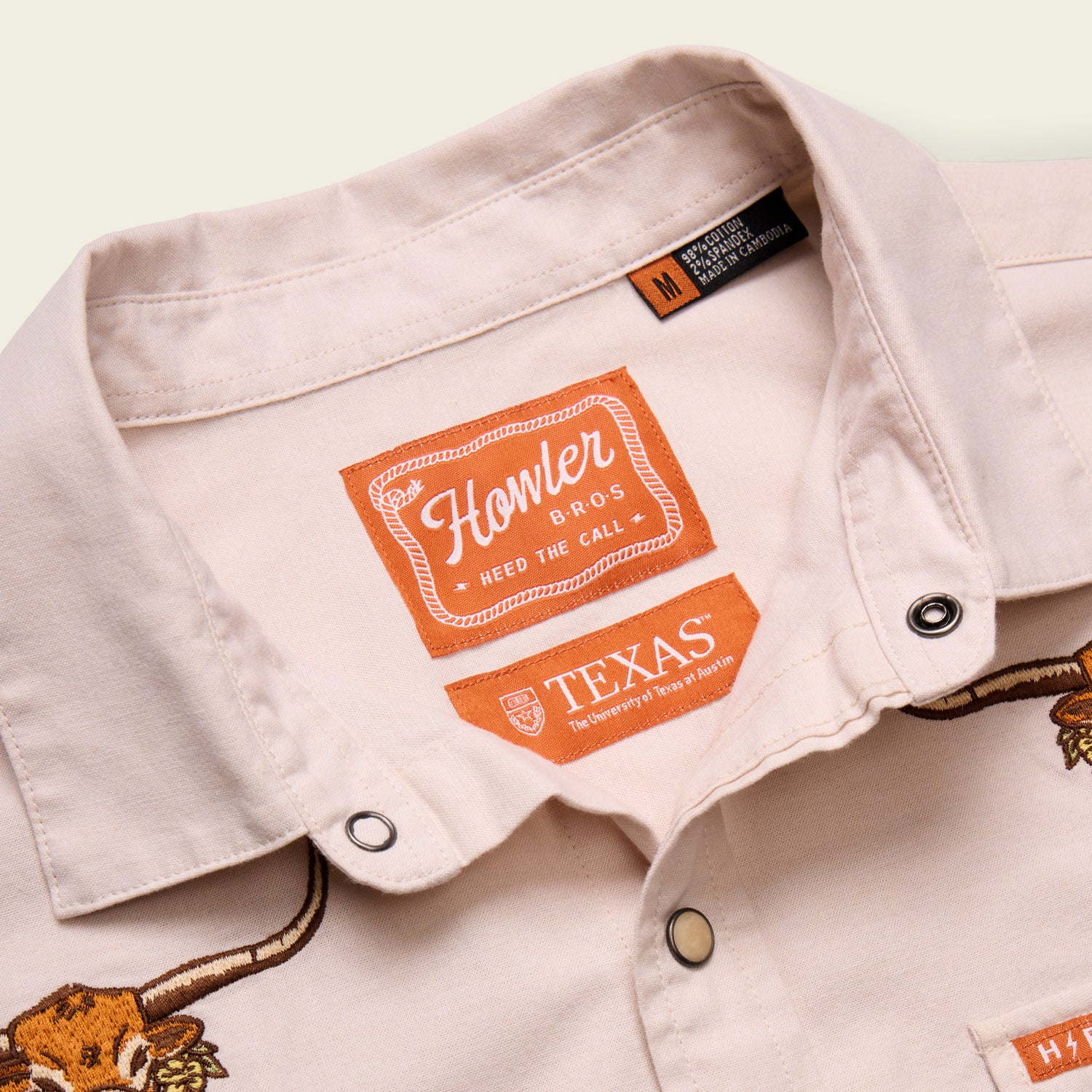 Texas Longhorns Crosscut Deluxe Shortsleeve Snapshirt - Bevos : Riverbed Oxford - View 4