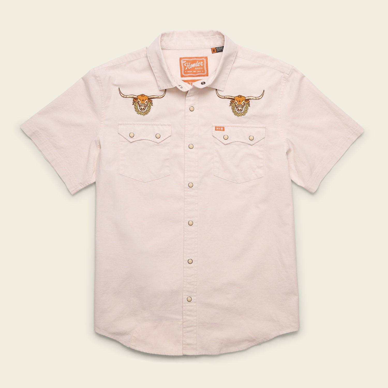 Texas Longhorns Crosscut Deluxe Shortsleeve Snapshirt - Bevos : Riverbed Oxford