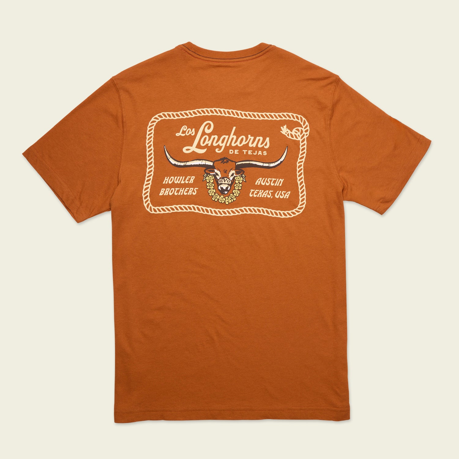 Texas Longhorns Pocket T-Shirt - Bevo Buckle : Burnt Orange / Brown