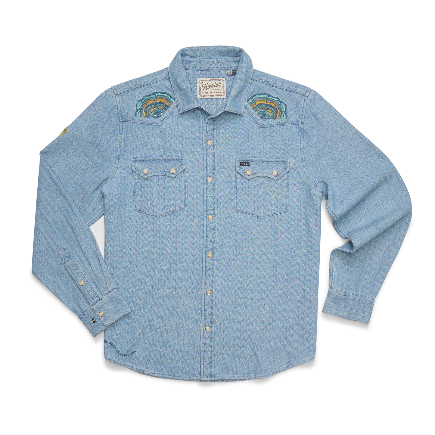 Ft. Lonesome Dust Up Denim Snapshirt - Haggard Herringbone