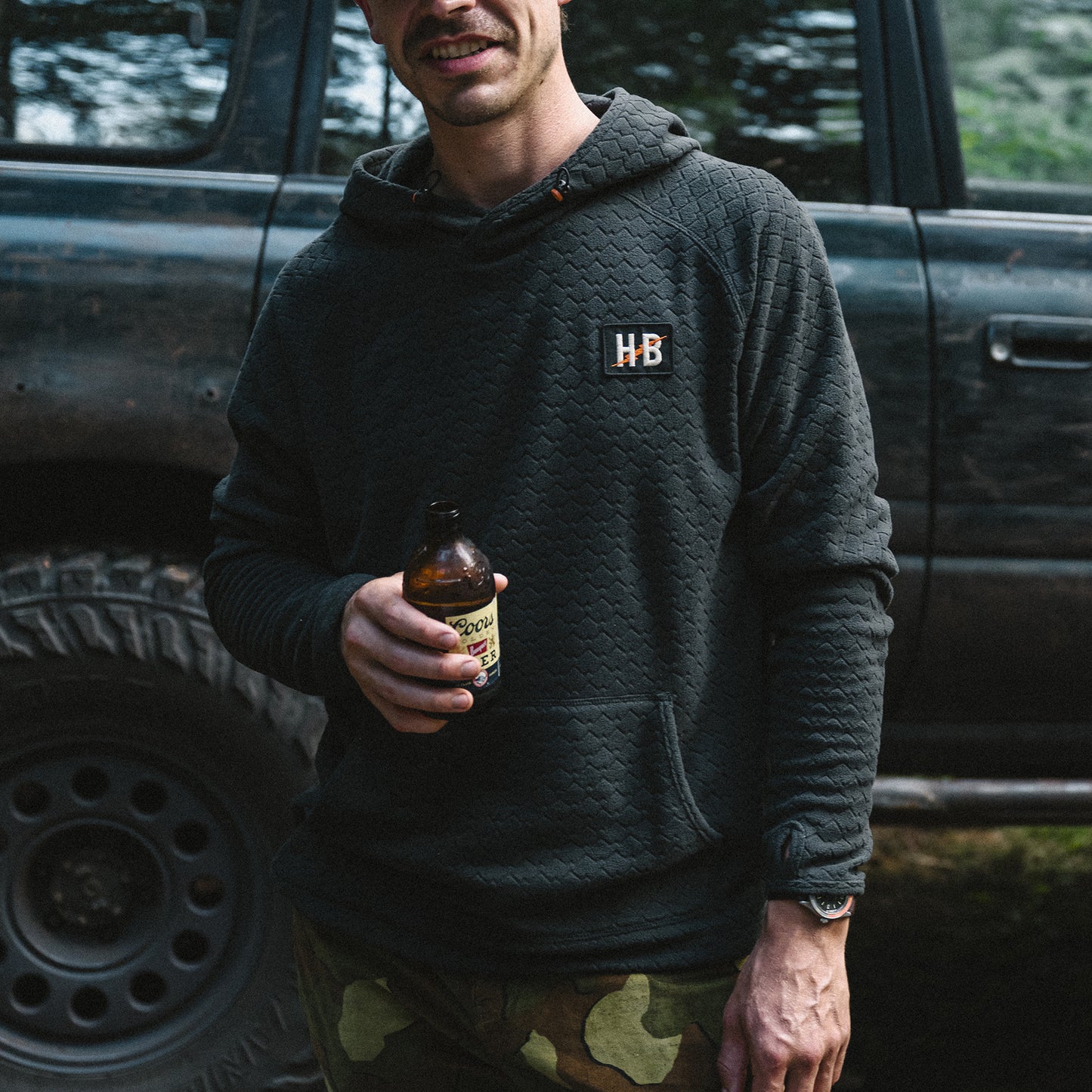 Palo Duro Fleece Hoodie - Mountain Grid : Antique Black