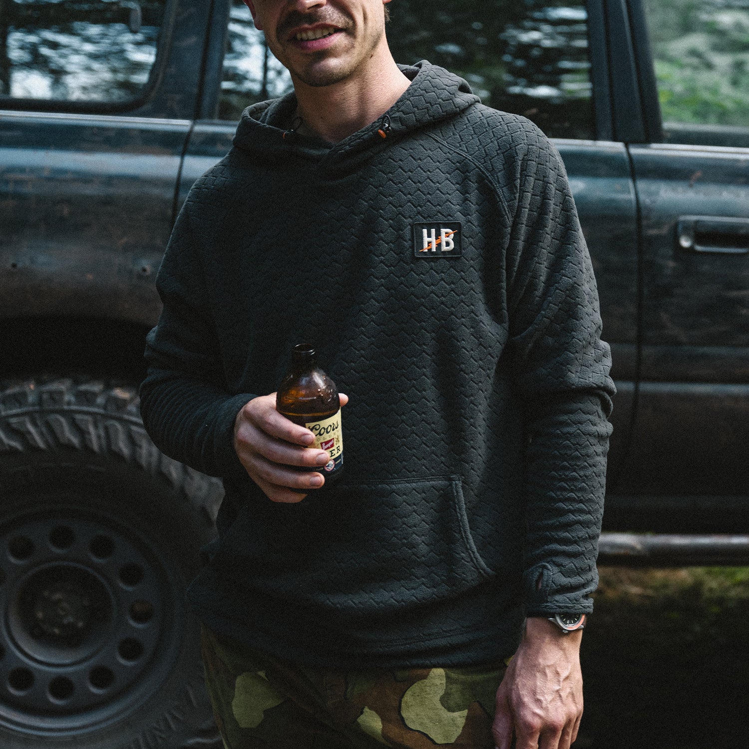 Palo Duro Fleece Hoodie - Mountain Grid : Antique Black